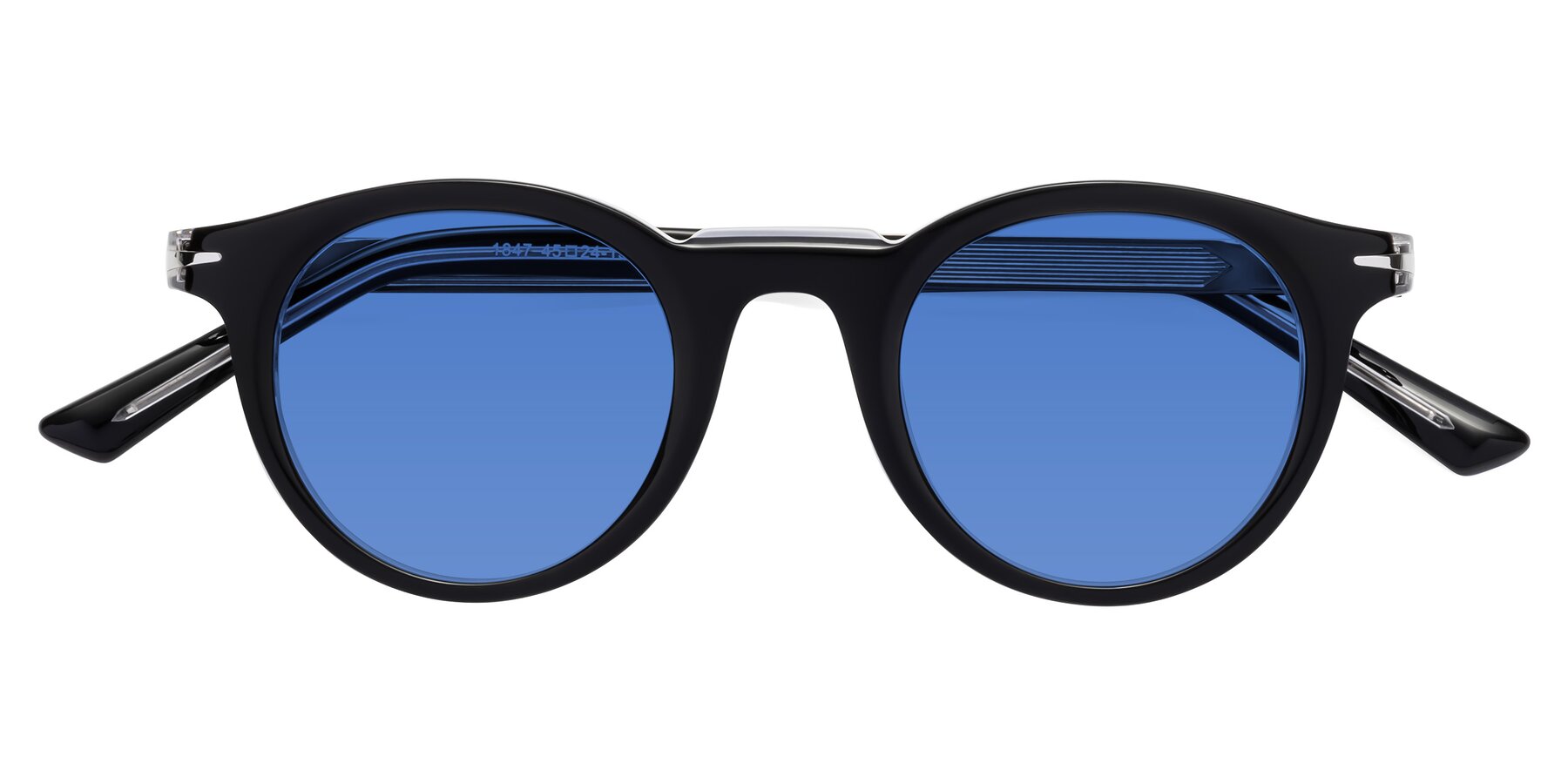 Folded Front of Cycle in Black-Clear with Blue Tinted Lenses