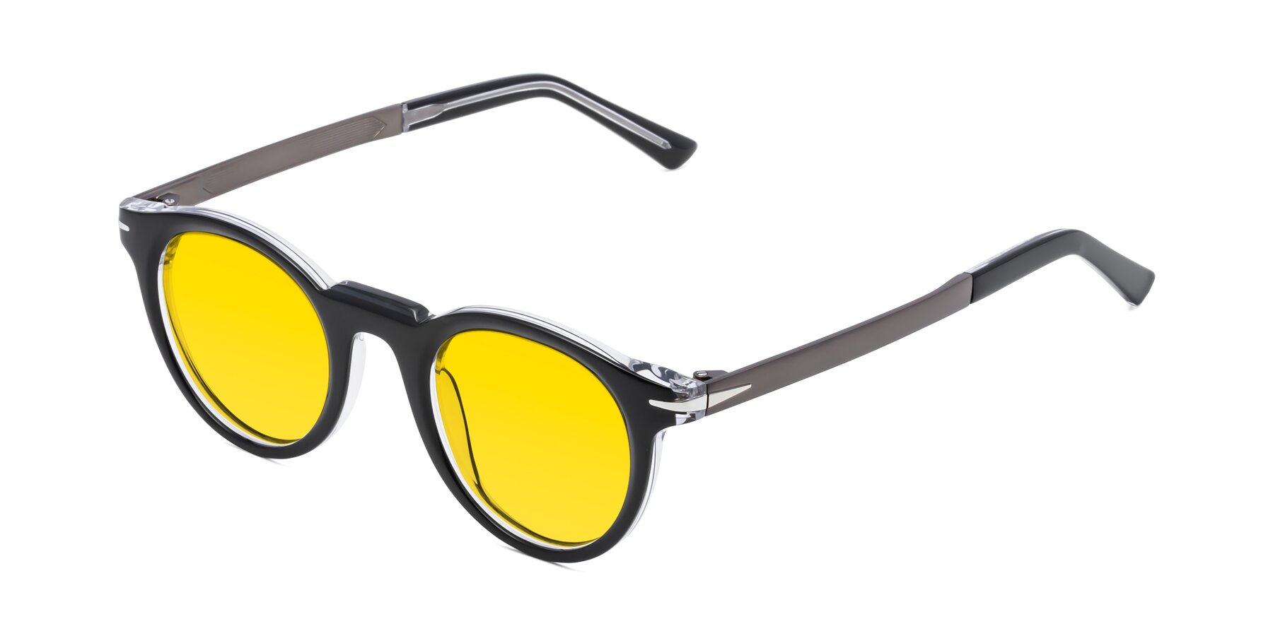 Angle of Cycle in Black-Clear with Yellow Tinted Lenses