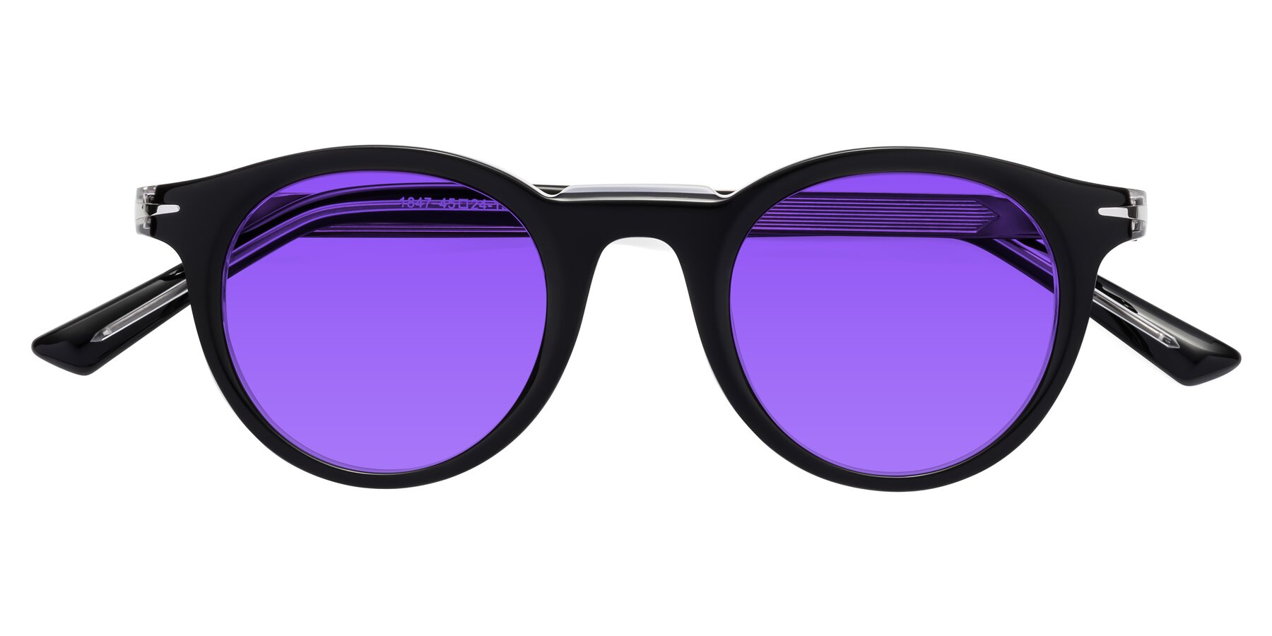 Folded Front of Cycle in Black-Clear with Purple Tinted Lenses