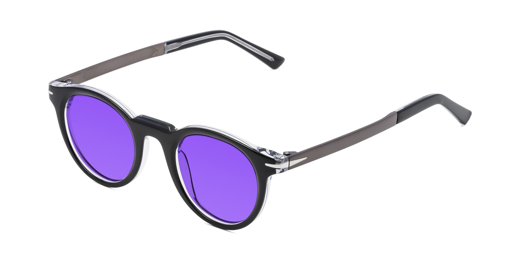 Angle of Cycle in Black-Clear with Purple Tinted Lenses