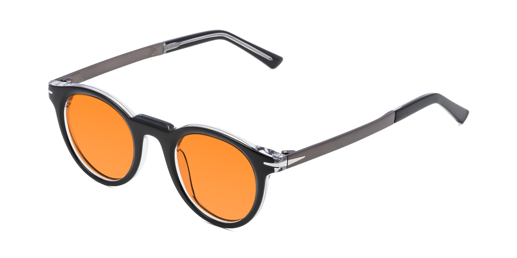 Angle of Cycle in Black-Clear with Orange Tinted Lenses