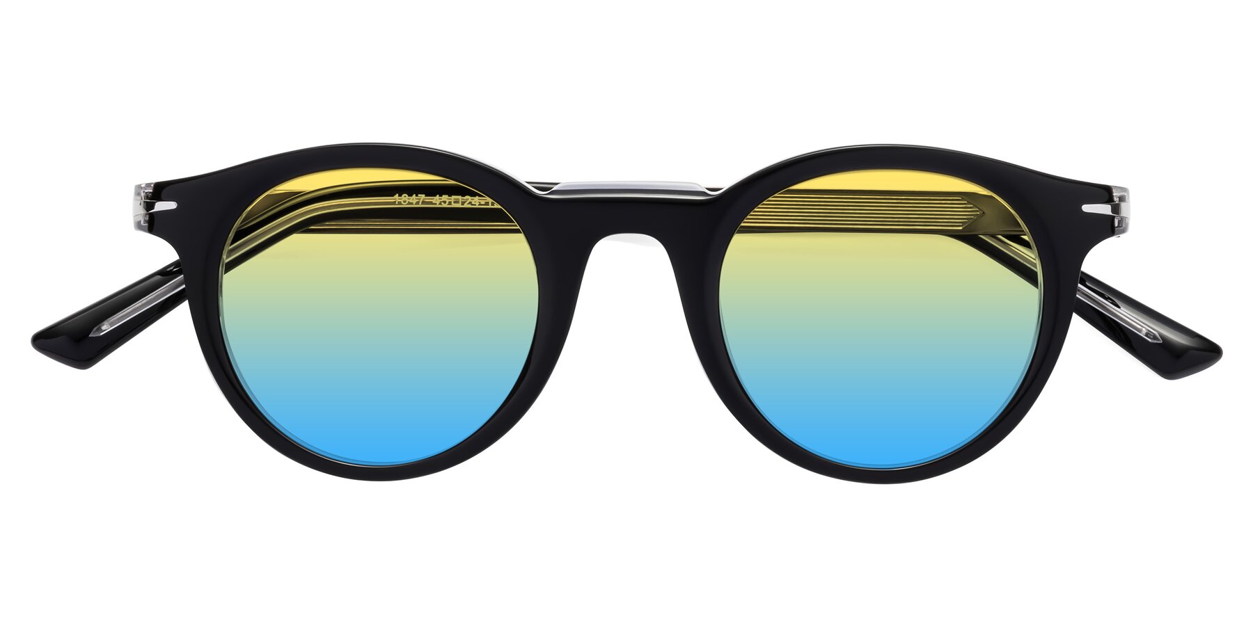 Folded Front of Cycle in Black-Clear with Yellow / Blue Gradient Lenses