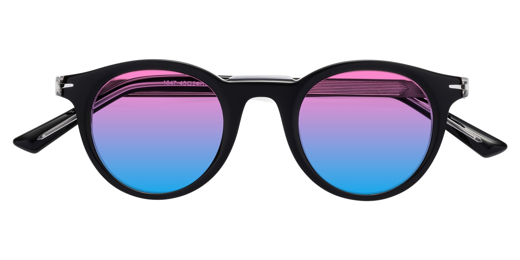 Folded Front of Cycle in Black-Clear with Pink / Blue Gradient Lenses