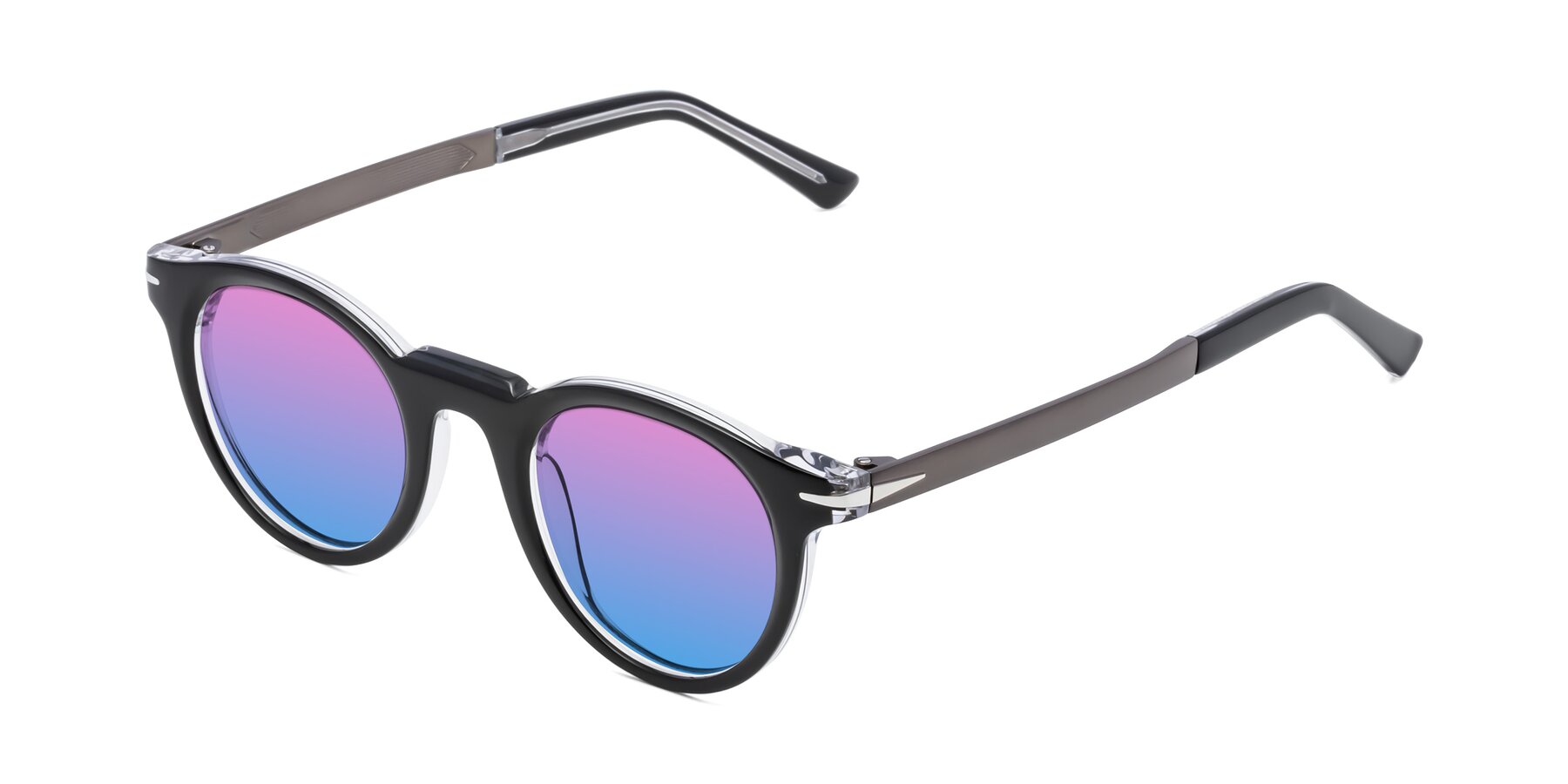 Angle of Cycle in Black-Clear with Pink / Blue Gradient Lenses