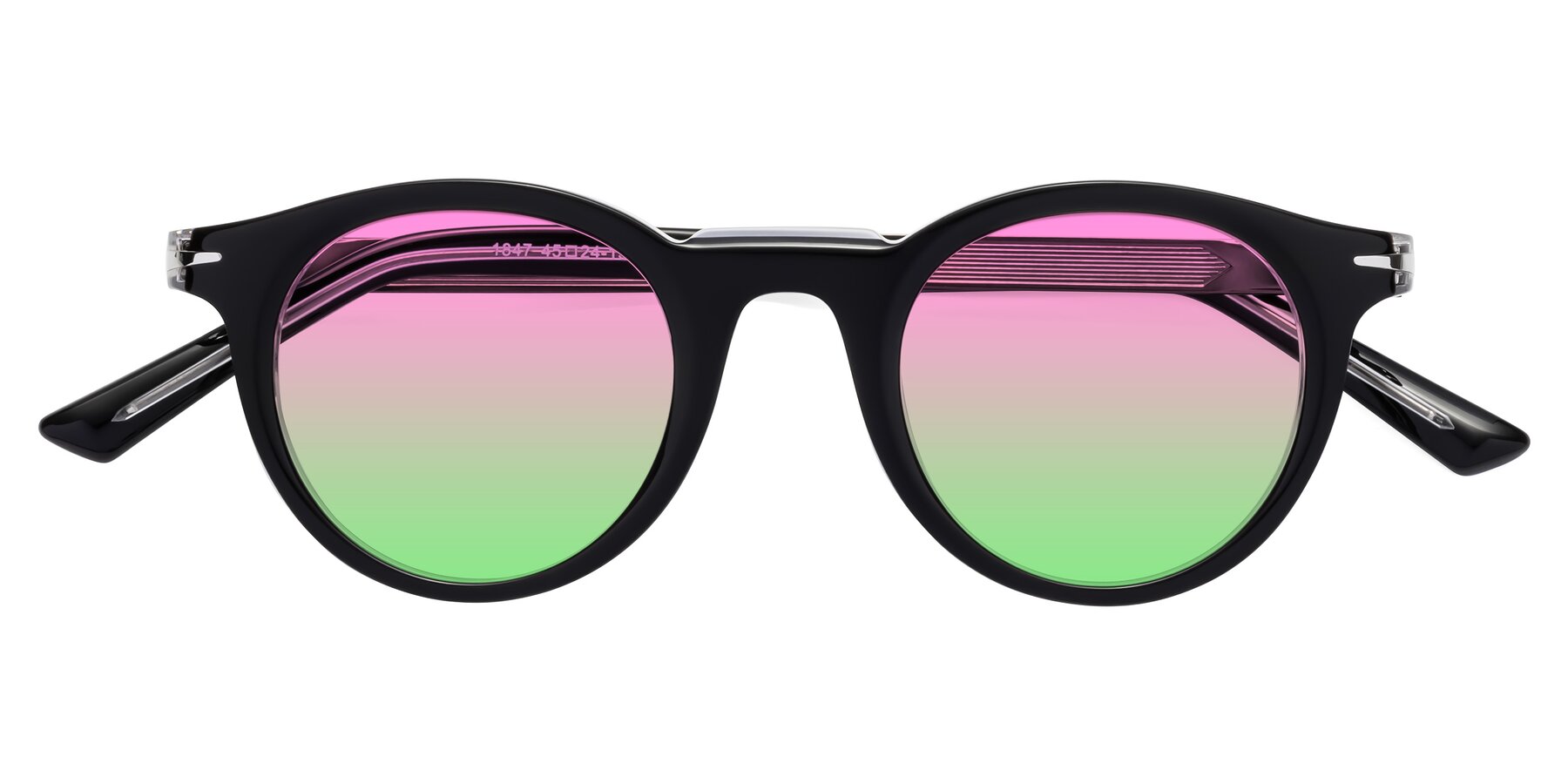 Folded Front of Cycle in Black-Clear with Pink / Green Gradient Lenses