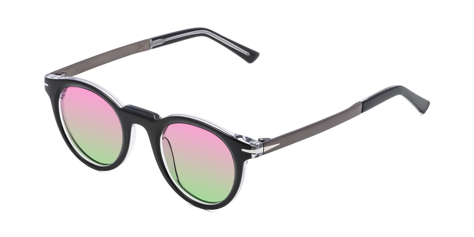 Angle of Cycle in Black-Clear with Pink / Green Gradient Lenses