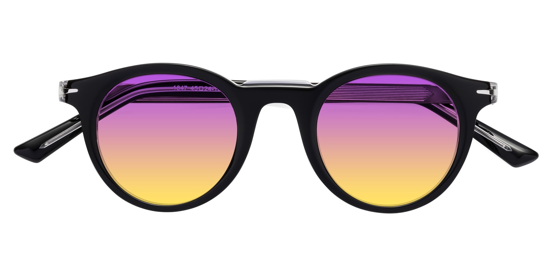 Folded Front of Cycle in Black-Clear with Purple / Yellow Gradient Lenses