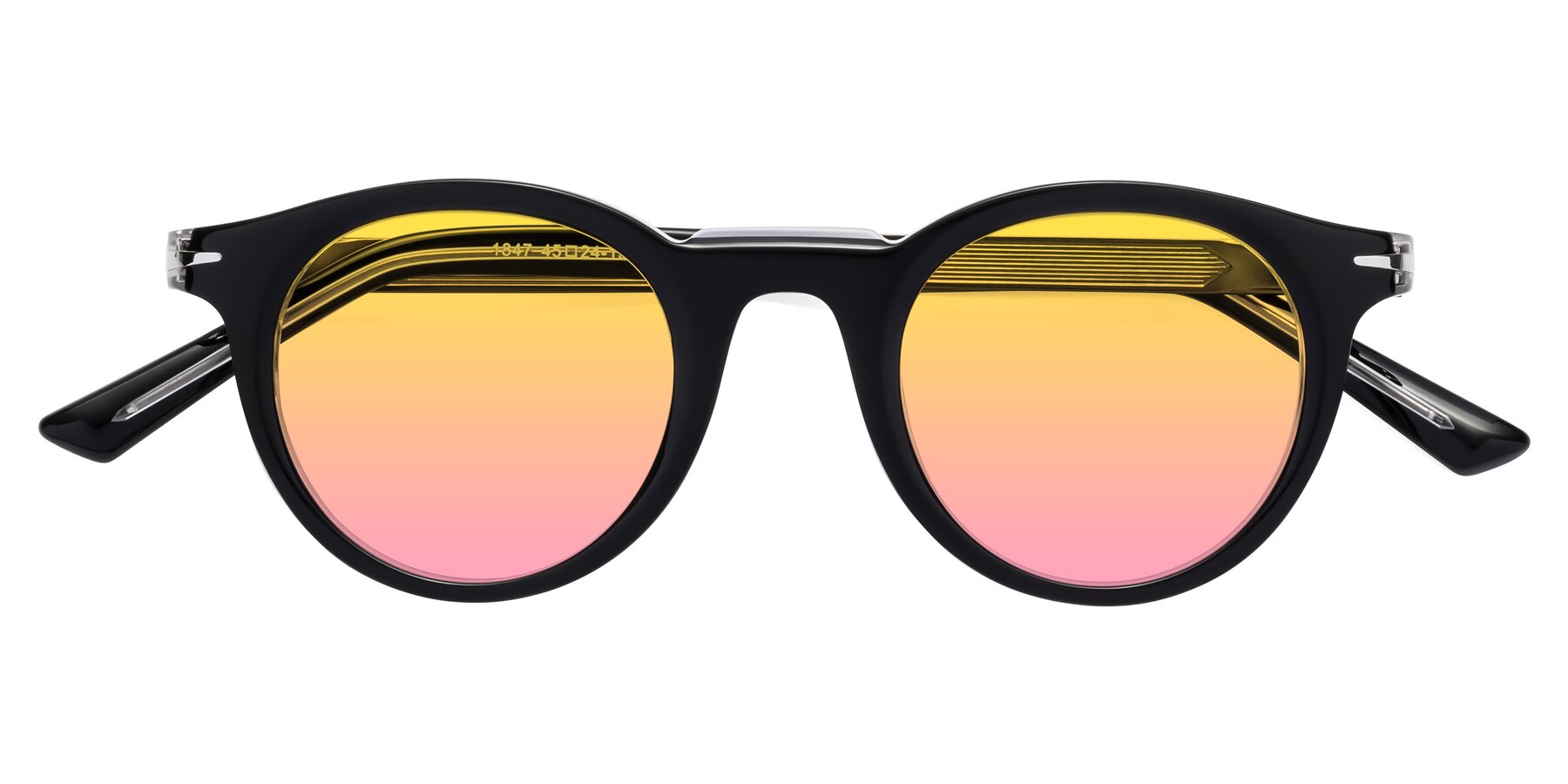 Folded Front of Cycle in Black-Clear with Yellow / Pink Gradient Lenses