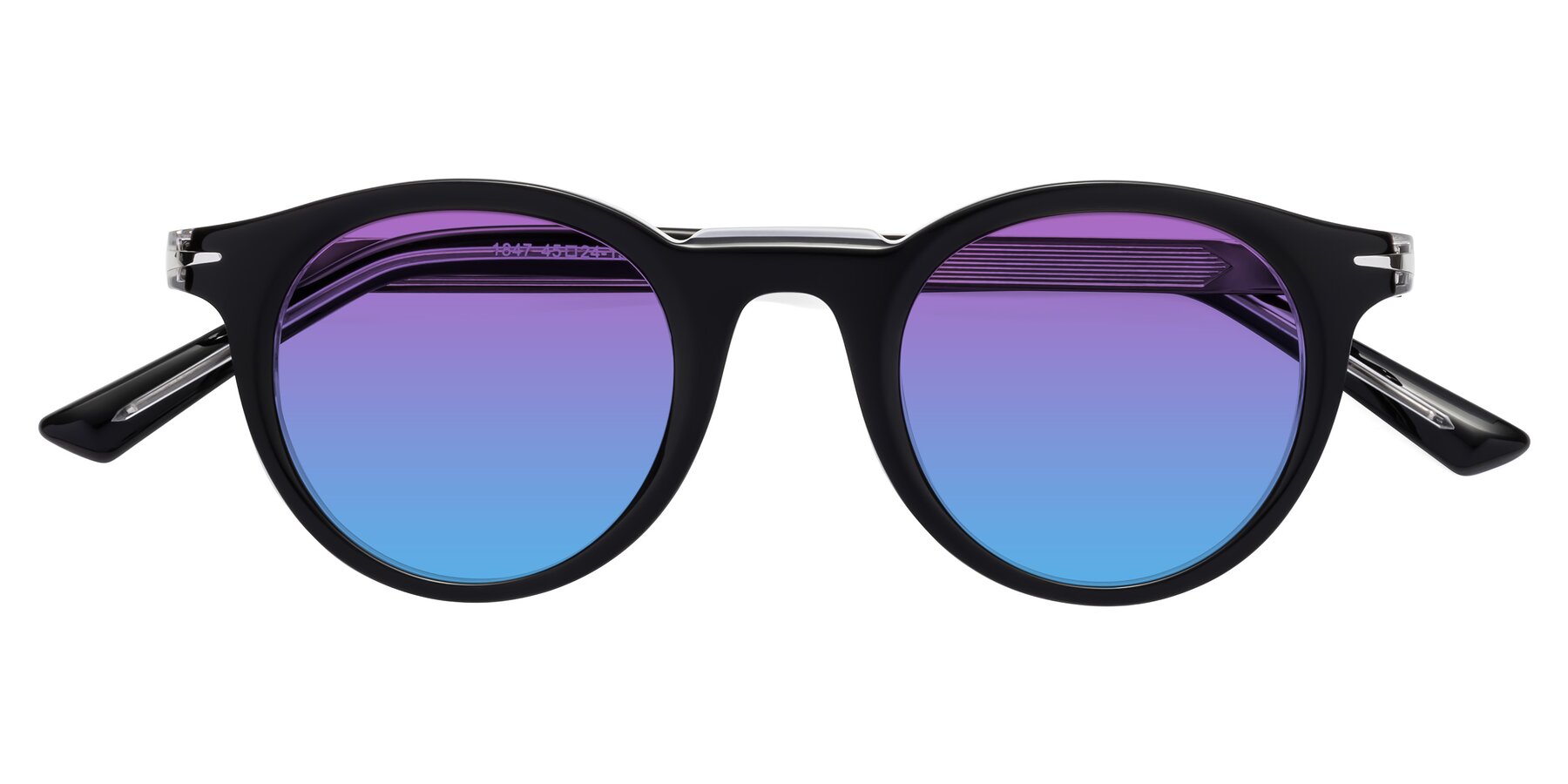 Folded Front of Cycle in Black-Clear with Purple / Blue Gradient Lenses