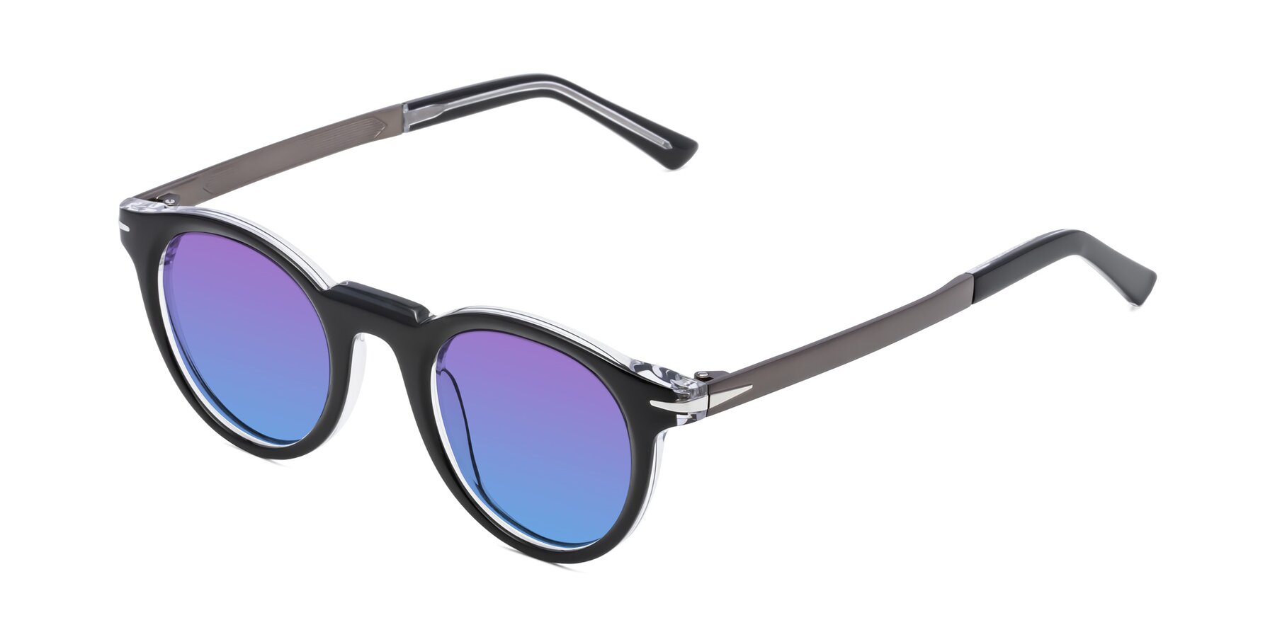 Angle of Cycle in Black-Clear with Purple / Blue Gradient Lenses