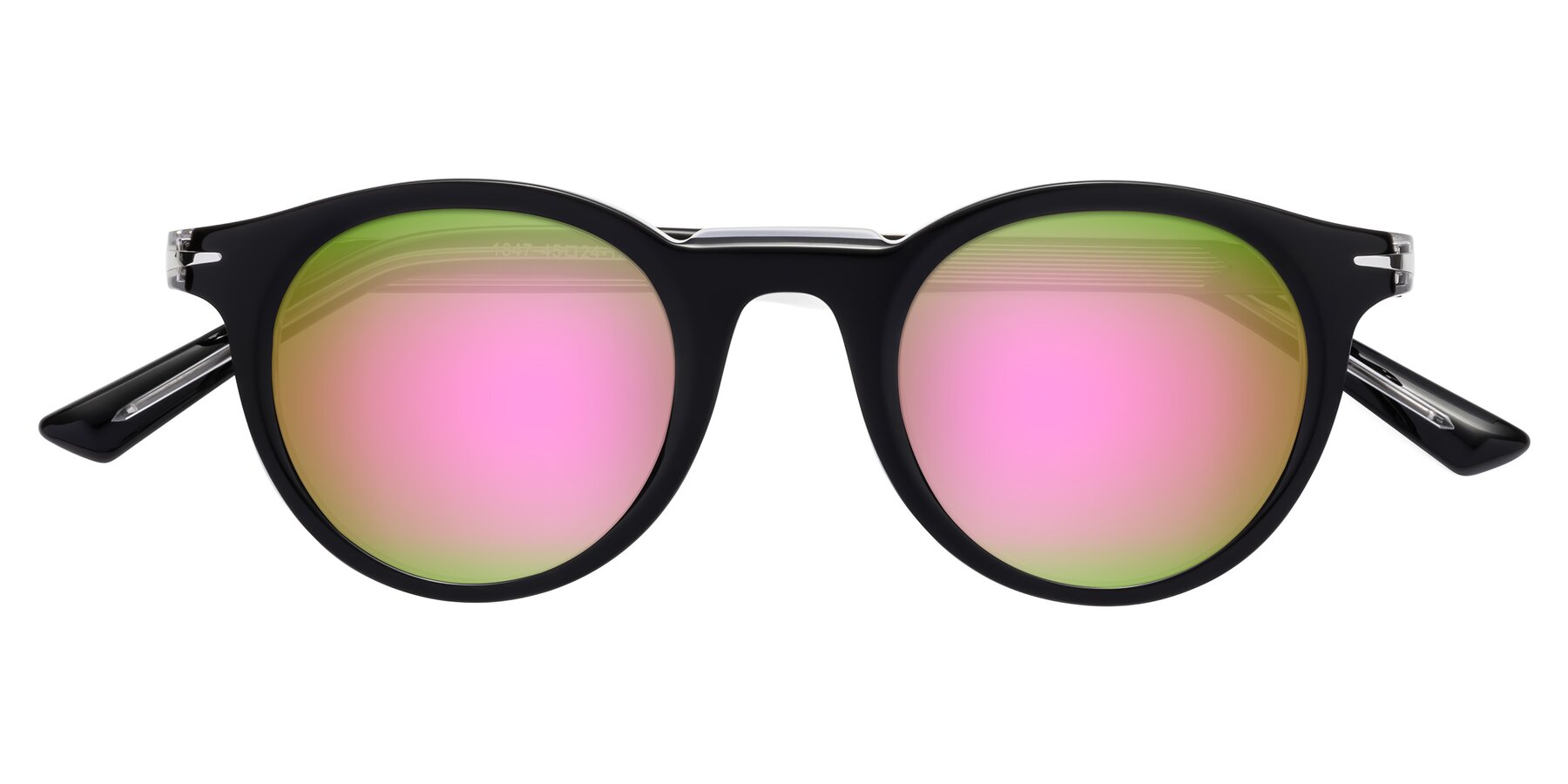 Folded Front of Cycle in Black-Clear with Pink Mirrored Lenses