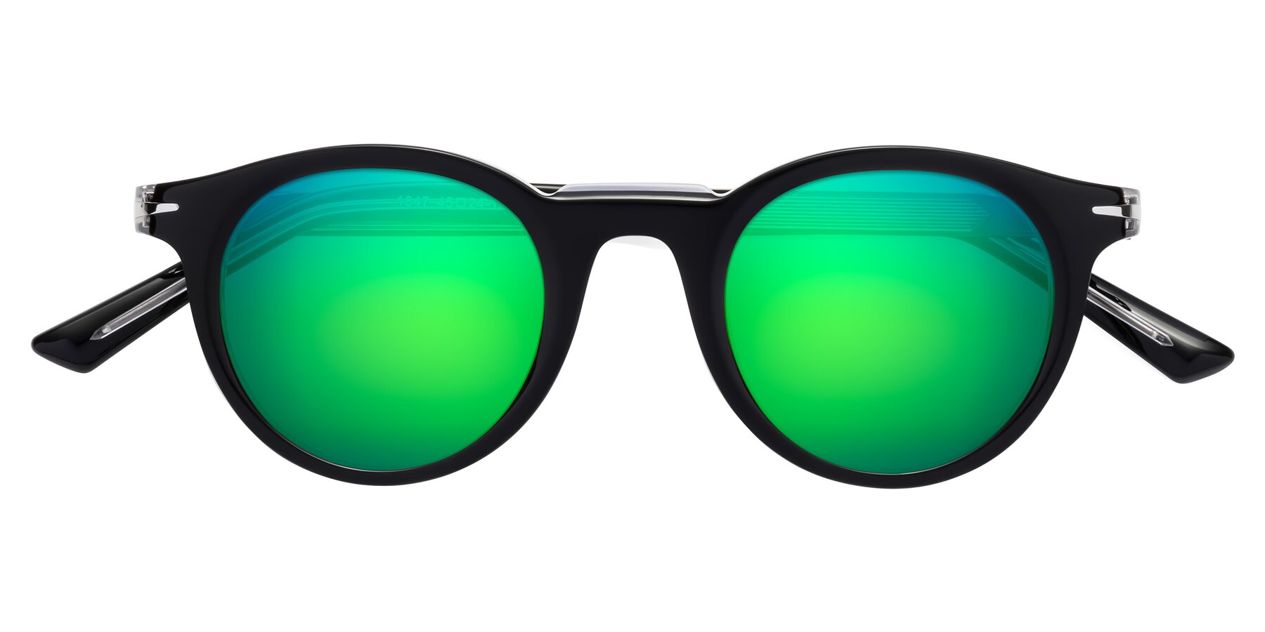 Folded Front of Cycle in Black-Clear with Green Mirrored Lenses