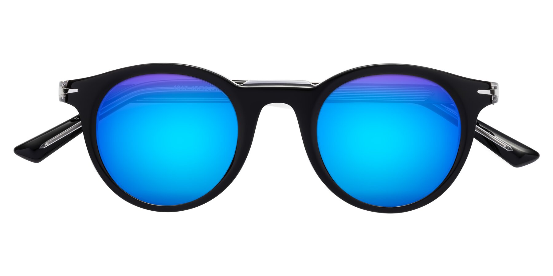 Folded Front of Cycle in Black-Clear with Blue Mirrored Lenses