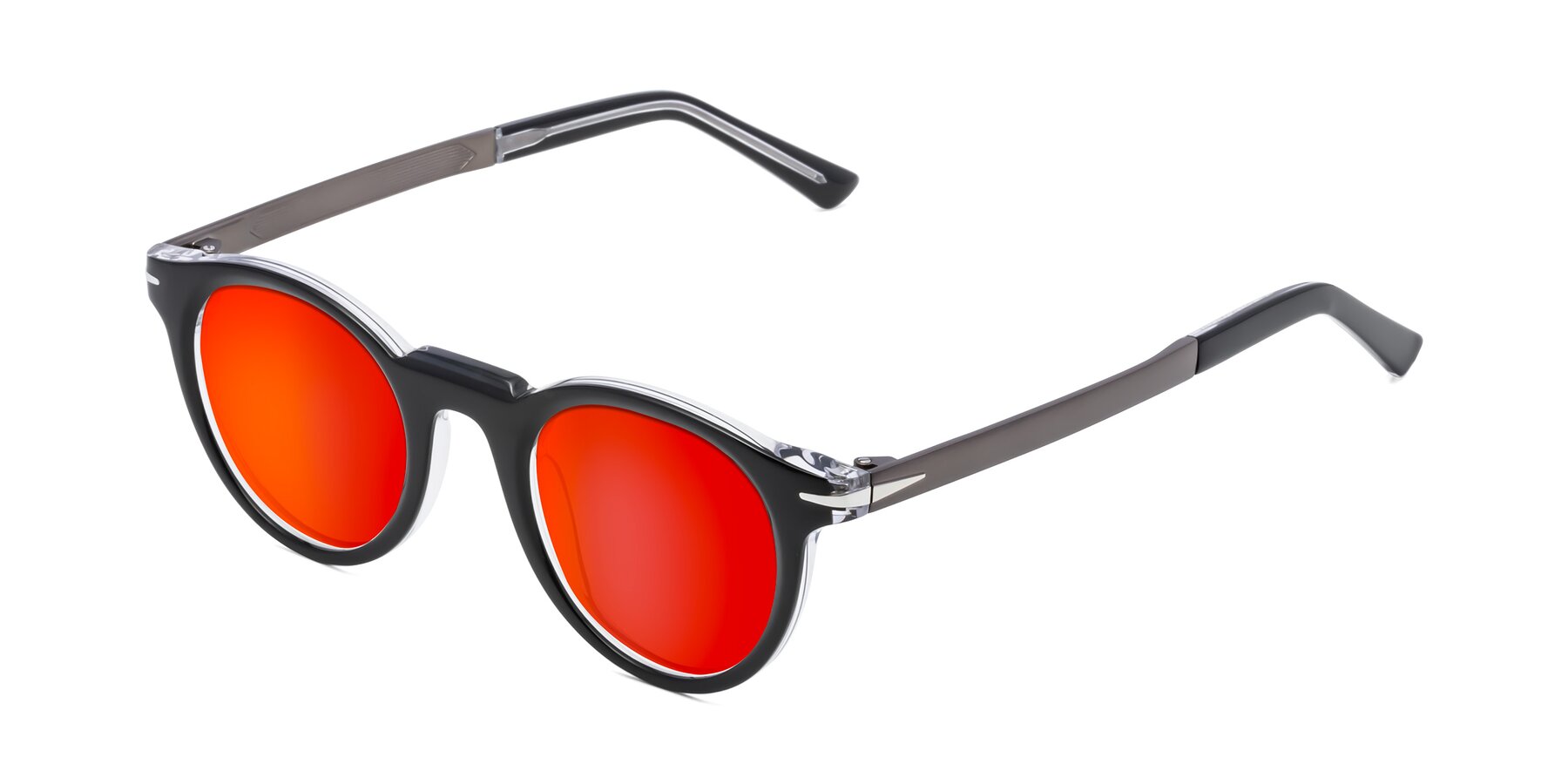 Angle of Cycle in Black-Clear with Red Gold Mirrored Lenses