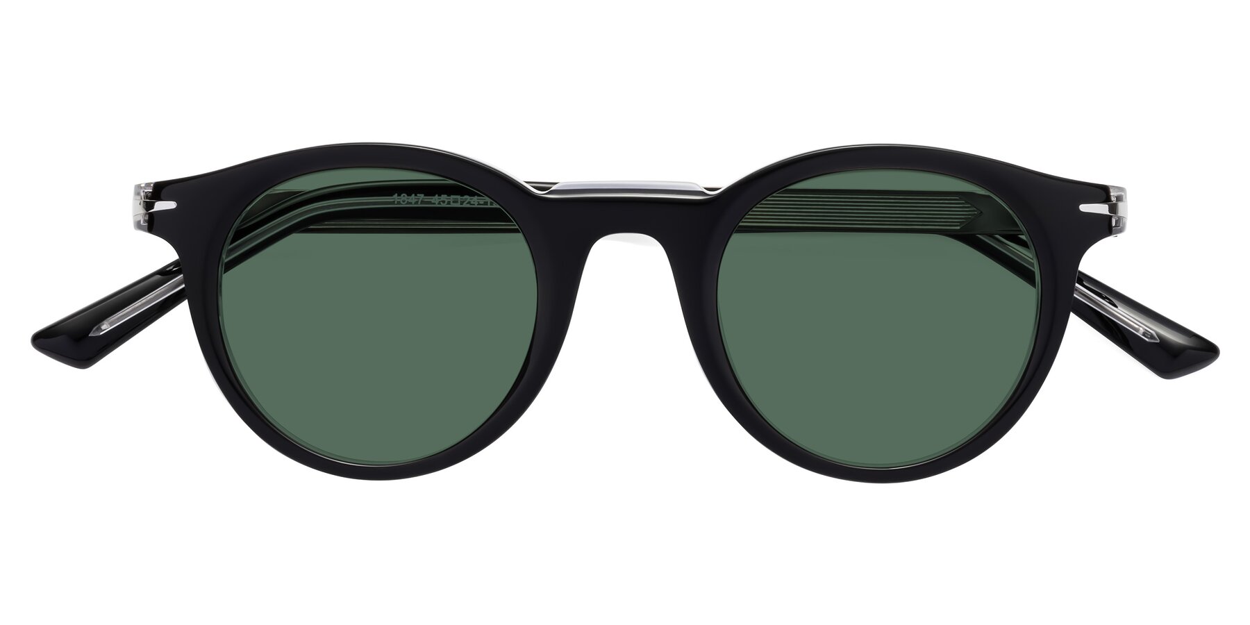 Folded Front of Cycle in Black-Clear with Green Polarized Lenses