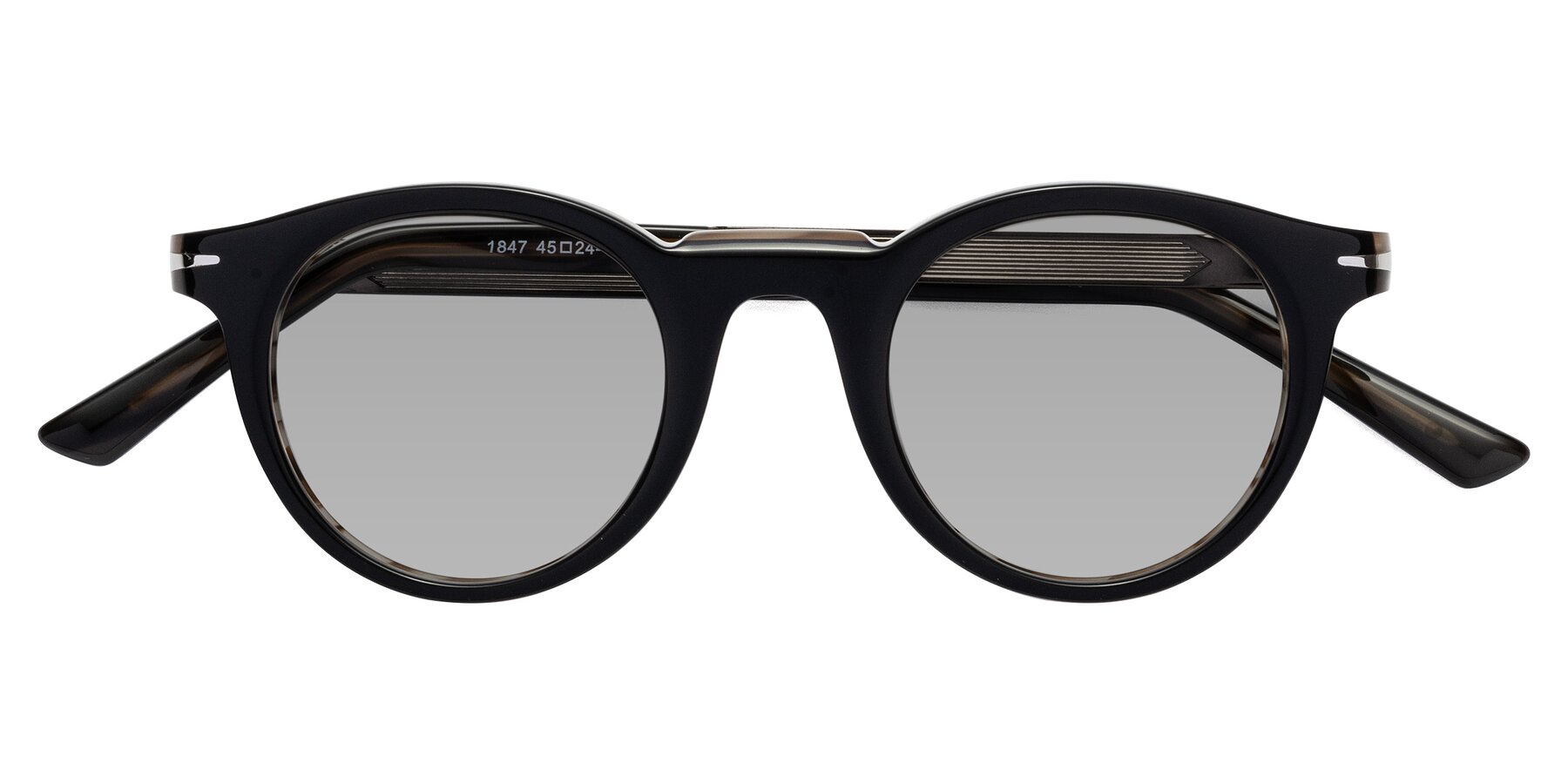 Folded Front of Cycle in Black-Gray Moonstone with Light Gray Tinted Lenses