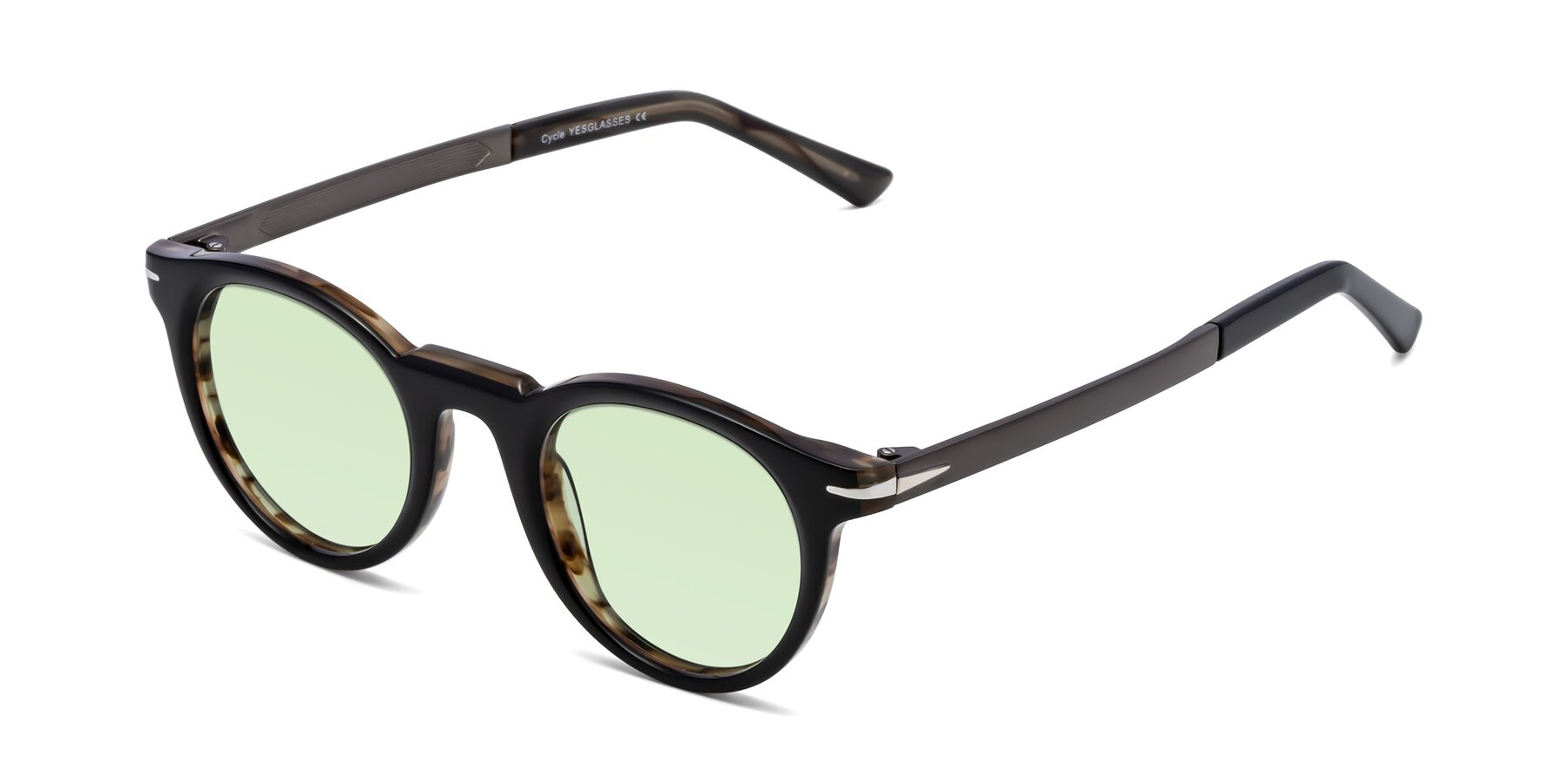 Angle of Cycle in Black-Gray Moonstone with Light Green Tinted Lenses