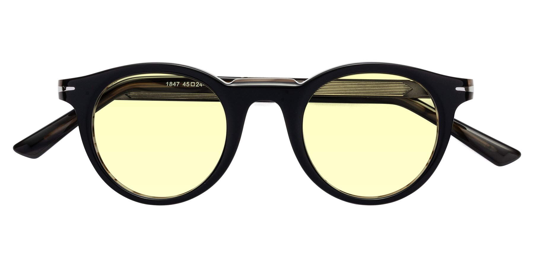 Folded Front of Cycle in Black-Gray Moonstone with Light Yellow Tinted Lenses