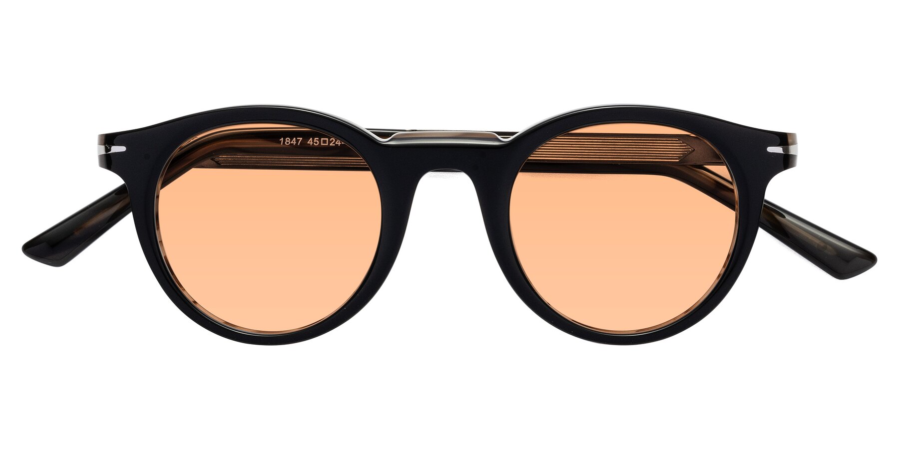 Folded Front of Cycle in Black-Gray Moonstone with Light Orange Tinted Lenses