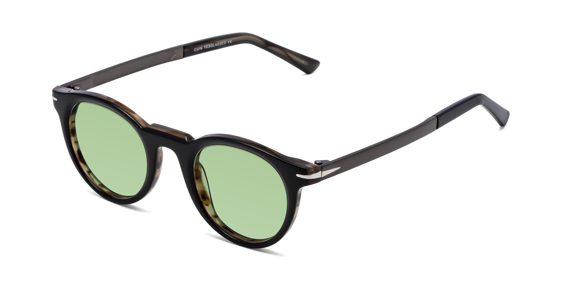 Angle of Cycle in Black-Gray Moonstone with Medium Green Tinted Lenses