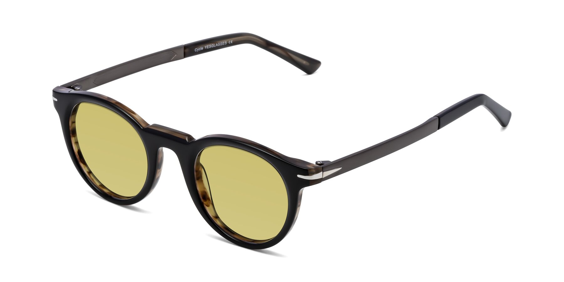 Angle of Cycle in Black-Gray Moonstone with Medium Champagne Tinted Lenses