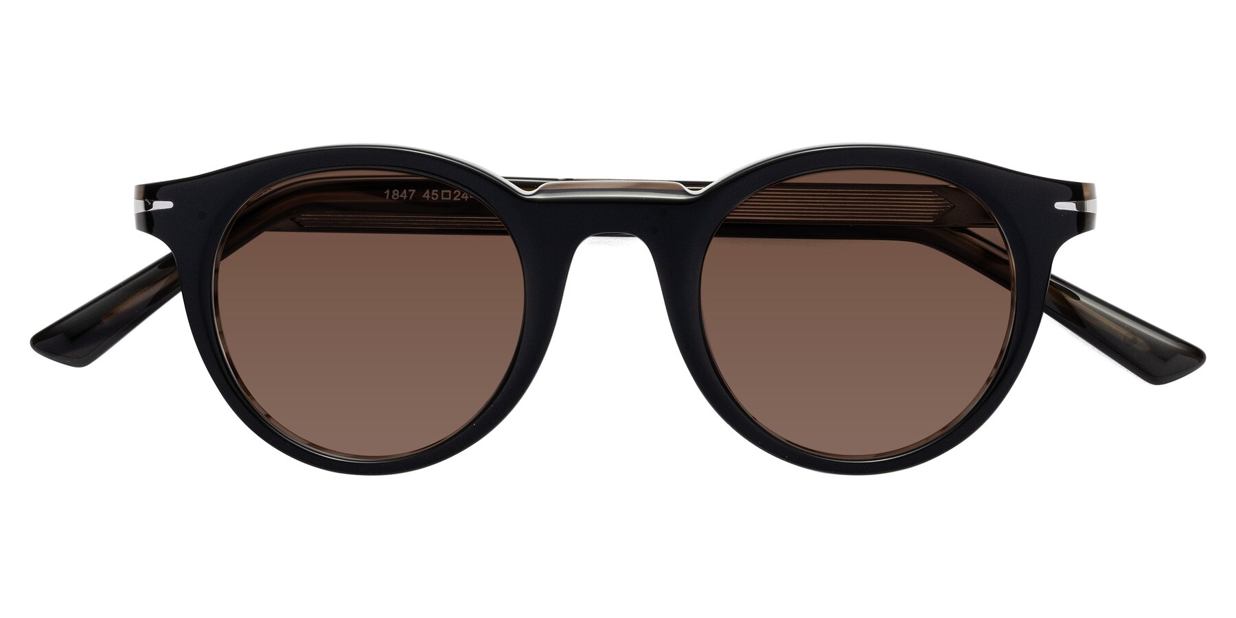 Folded Front of Cycle in Black-Gray Moonstone with Brown Tinted Lenses