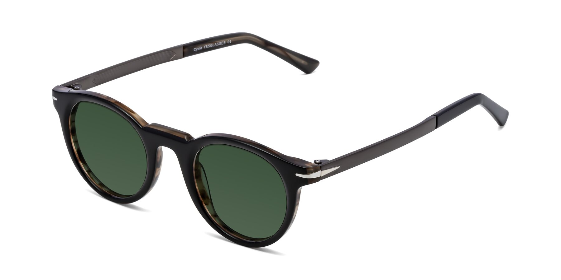 Angle of Cycle in Black-Gray Moonstone with Green Tinted Lenses