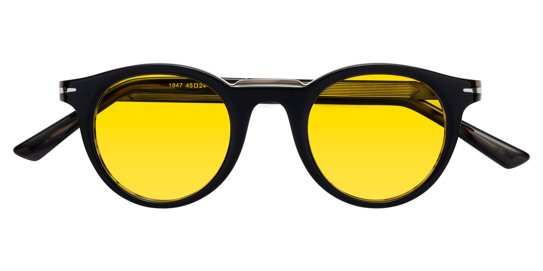 Folded Front of Cycle in Black-Gray Moonstone with Yellow Tinted Lenses