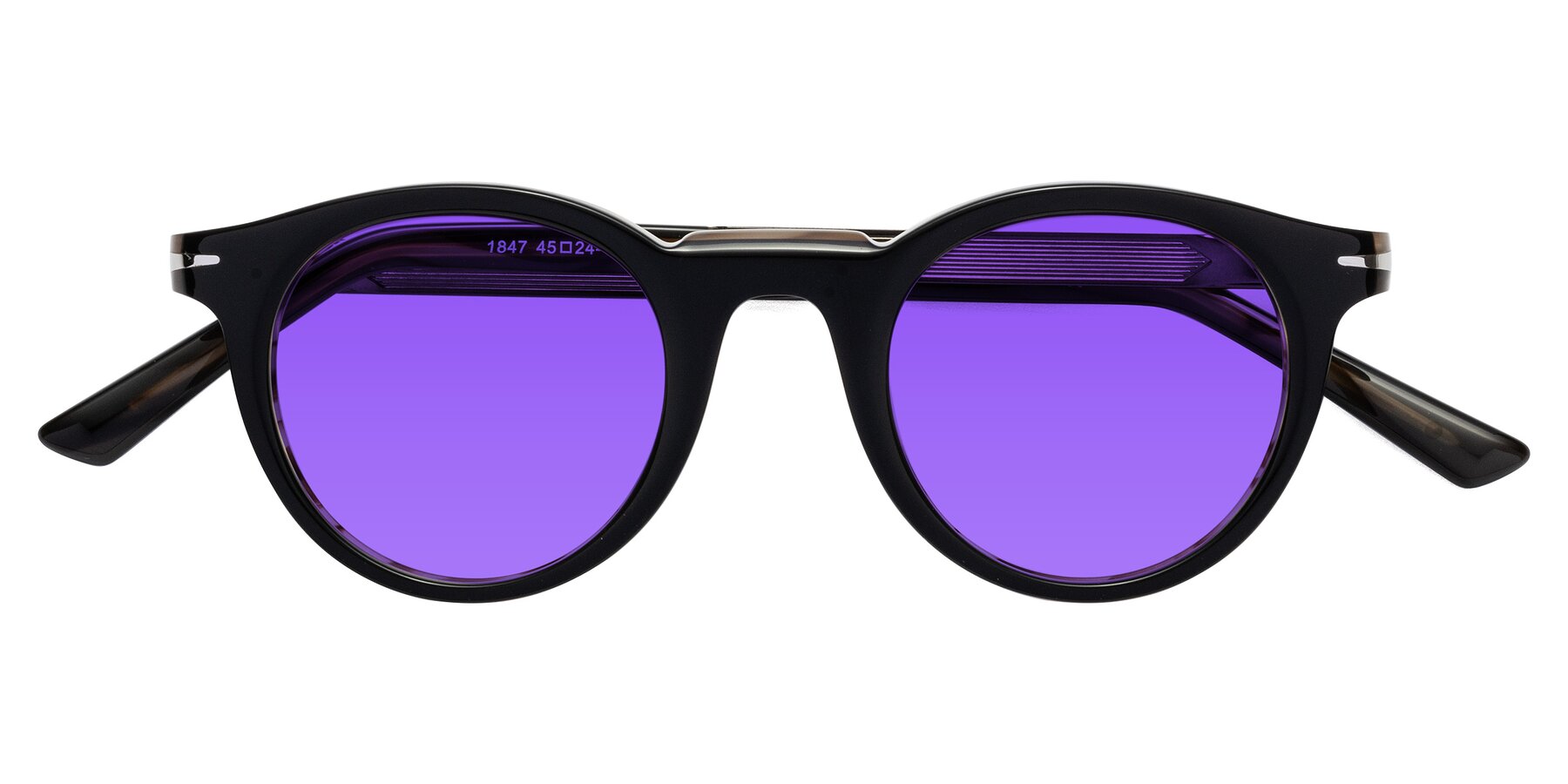 Folded Front of Cycle in Black-Gray Moonstone with Purple Tinted Lenses