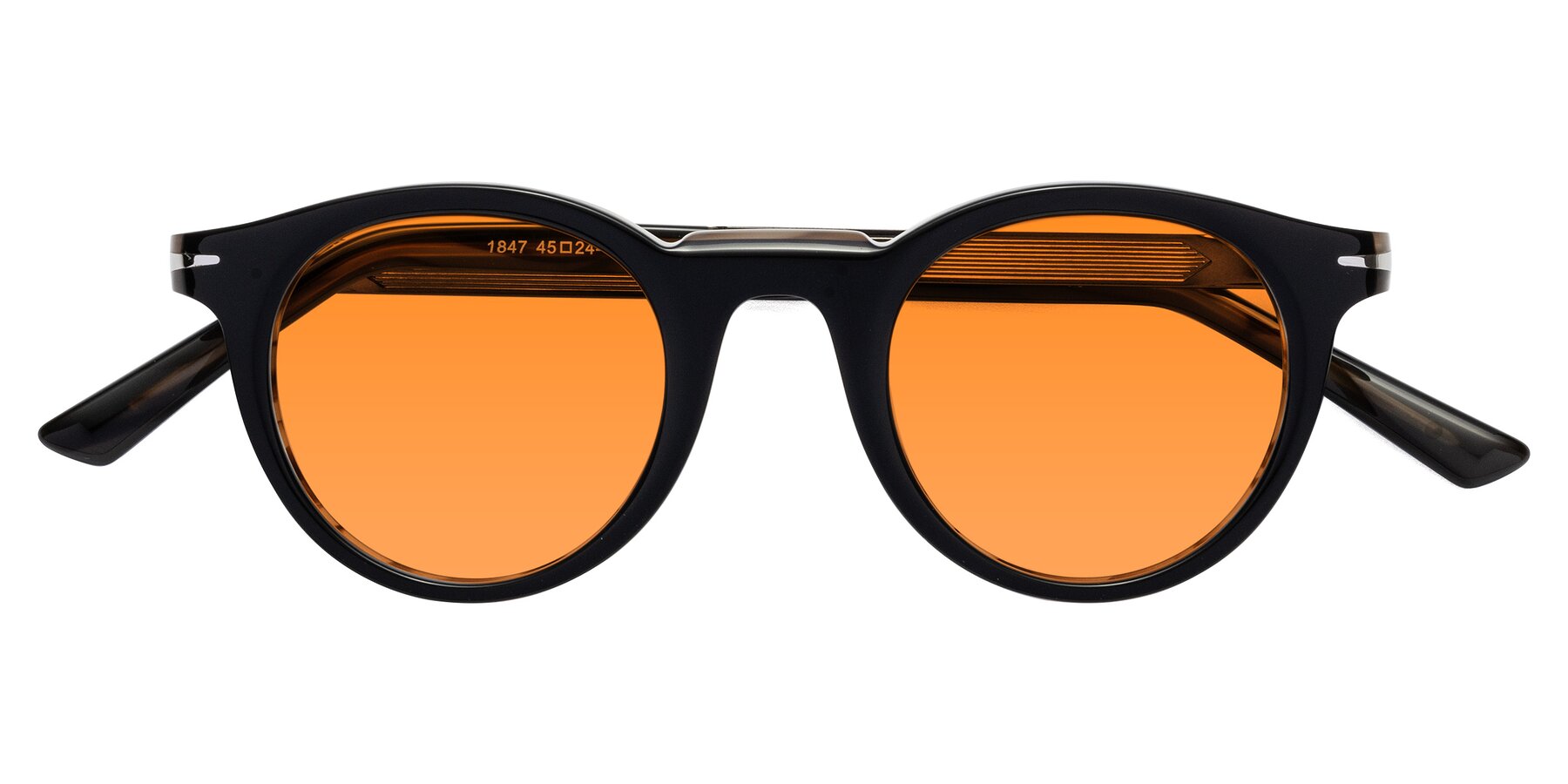 Folded Front of Cycle in Black-Gray Moonstone with Orange Tinted Lenses