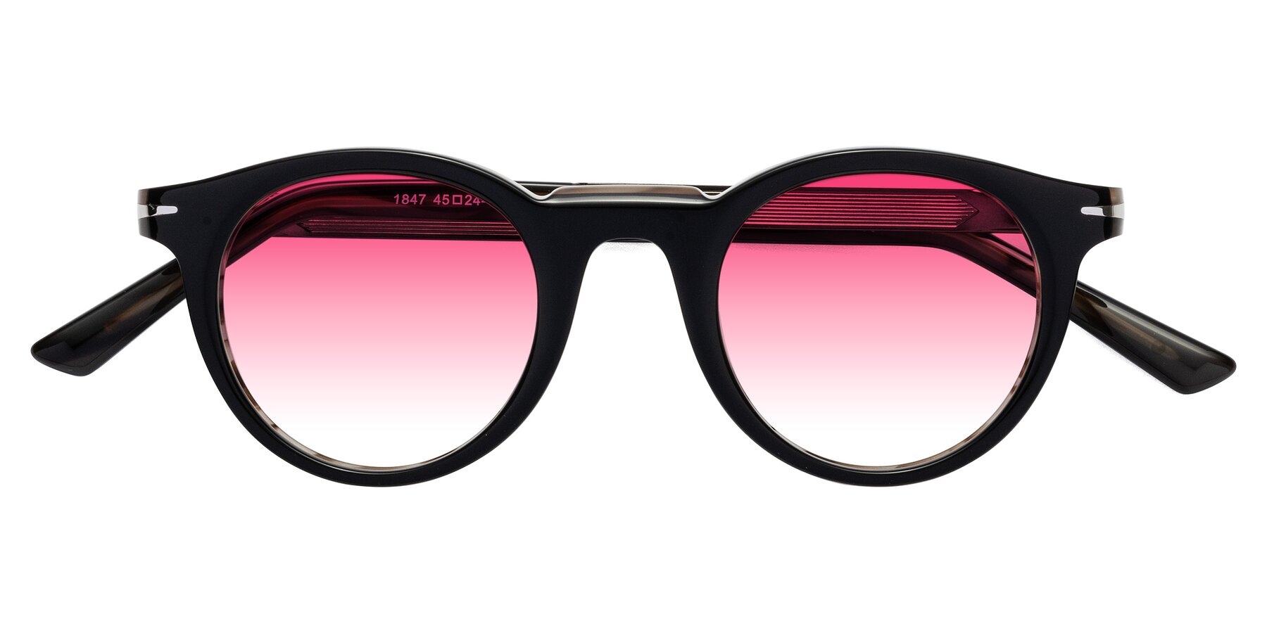 Folded Front of Cycle in Black-Gray Moonstone with Pink Gradient Lenses