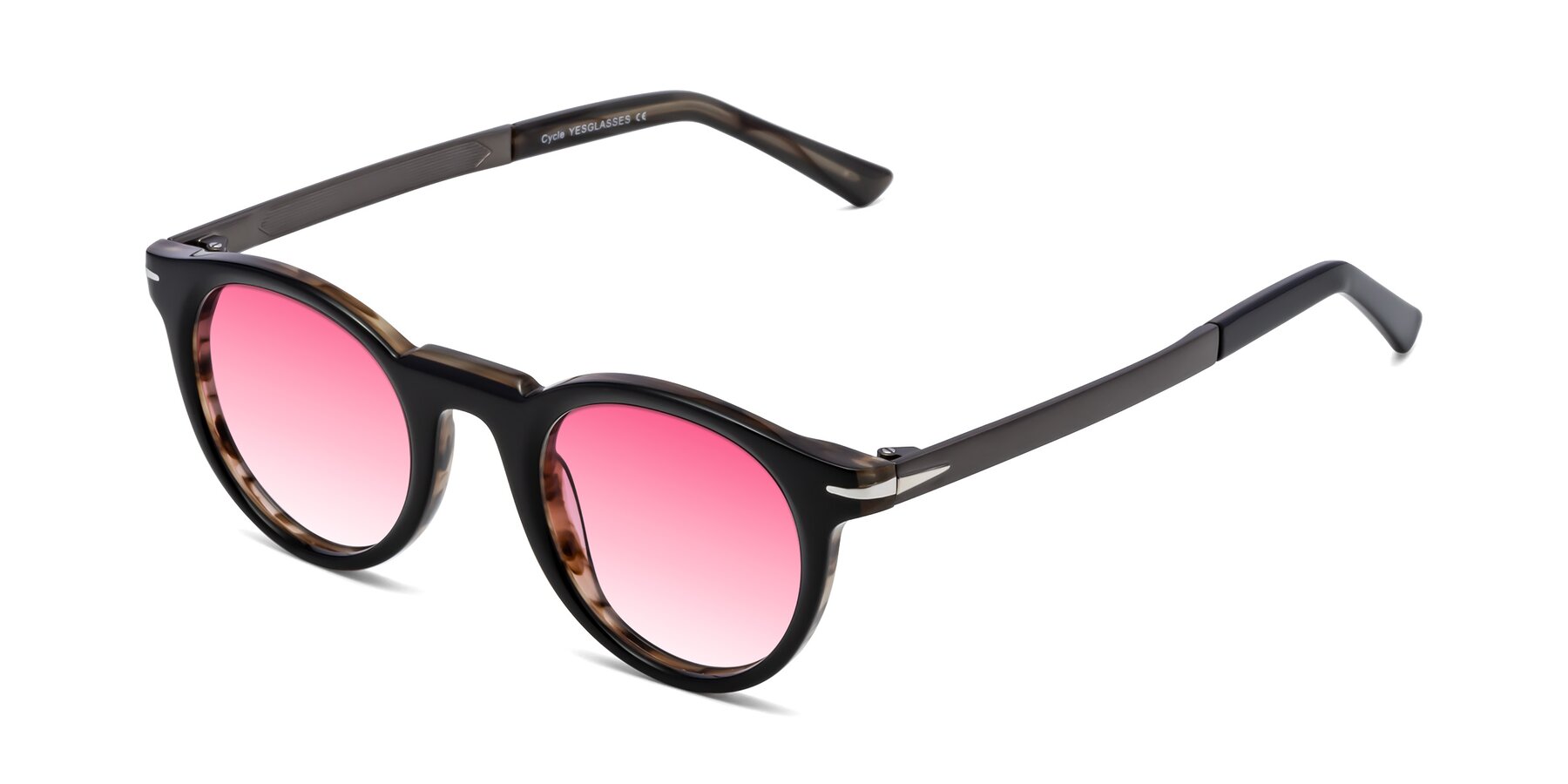 Angle of Cycle in Black-Gray Moonstone with Pink Gradient Lenses