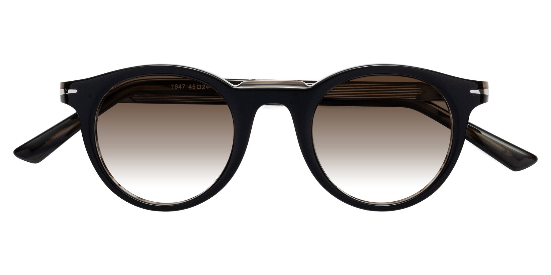 Folded Front of Cycle in Black-Gray Moonstone with Brown Gradient Lenses