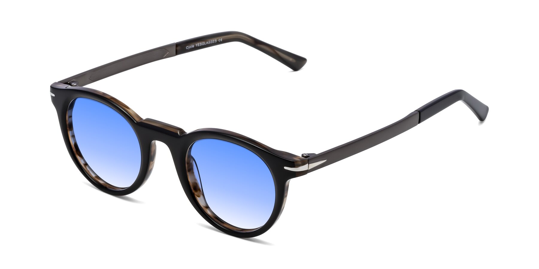 Angle of Cycle in Black-Gray Moonstone with Blue Gradient Lenses