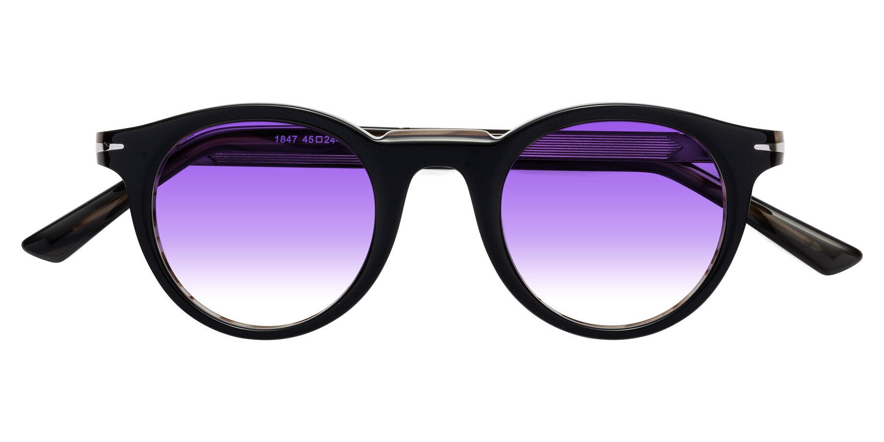 Folded Front of Cycle in Black-Gray Moonstone with Purple Gradient Lenses