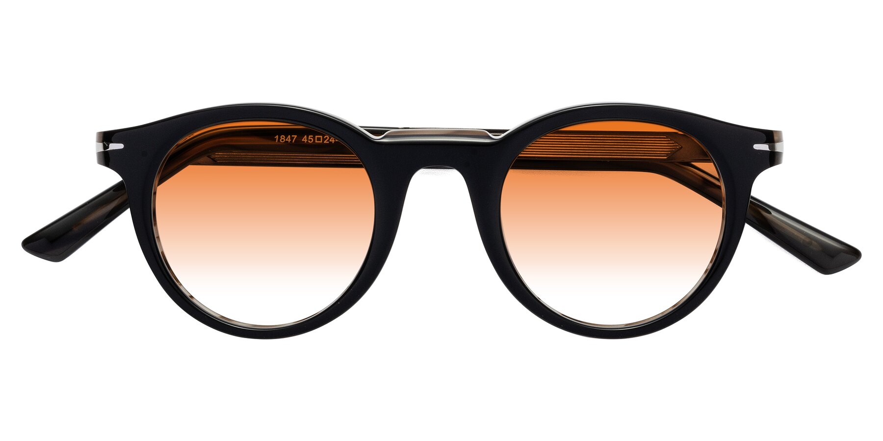 Folded Front of Cycle in Black-Gray Moonstone with Orange Gradient Lenses