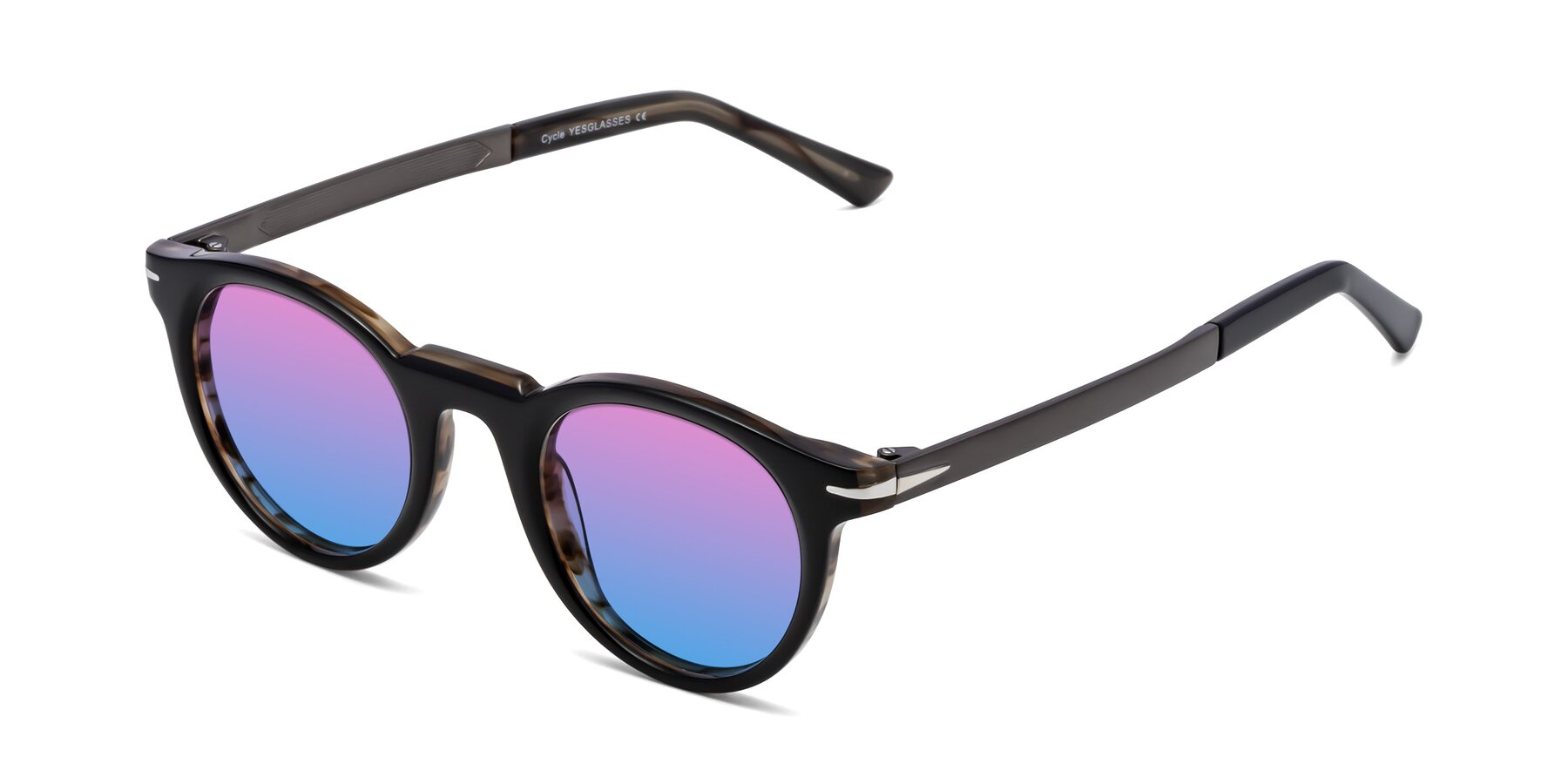 Angle of Cycle in Black-Gray Moonstone with Pink / Blue Gradient Lenses