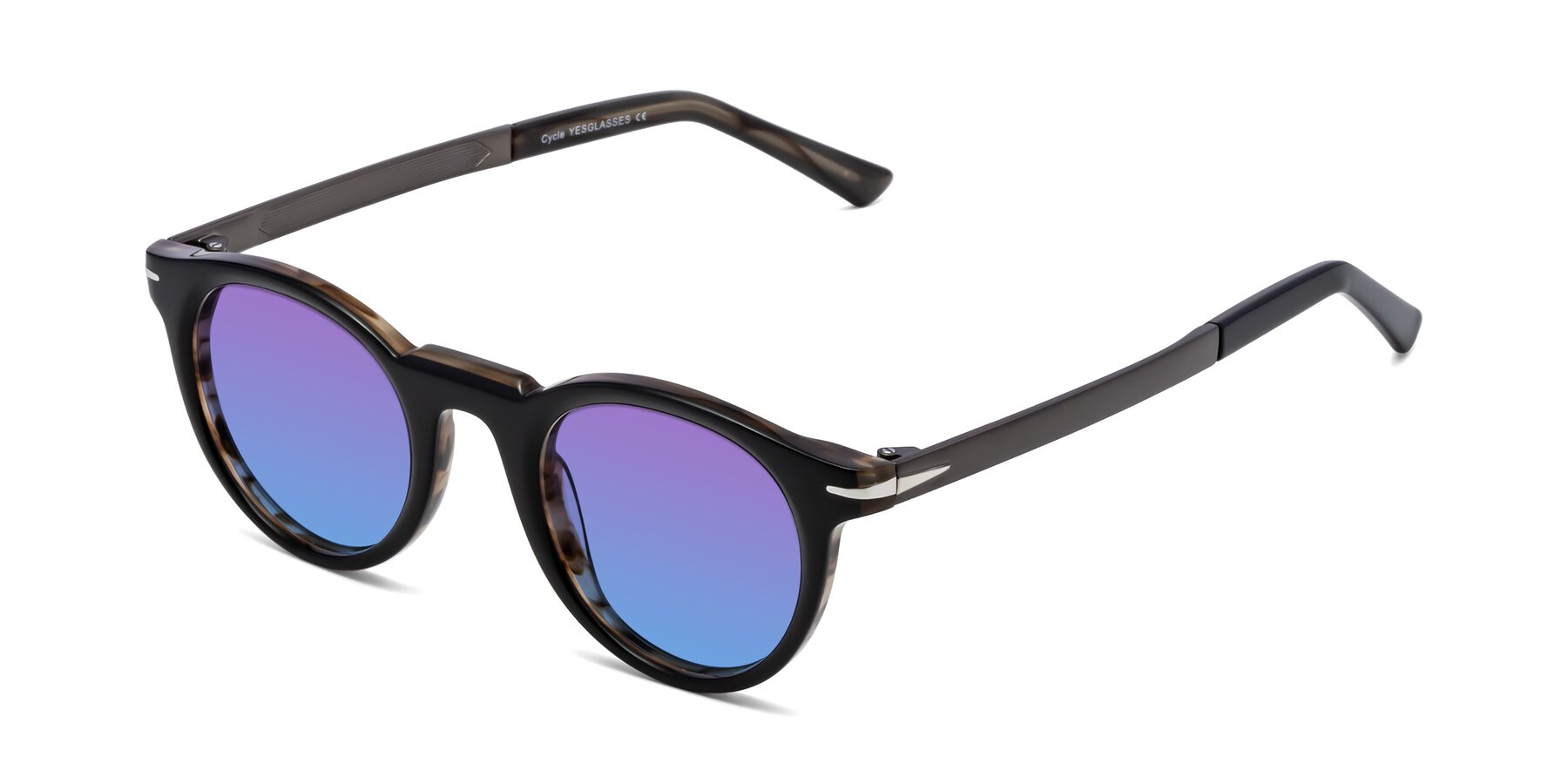 Angle of Cycle in Black-Gray Moonstone with Purple / Blue Gradient Lenses