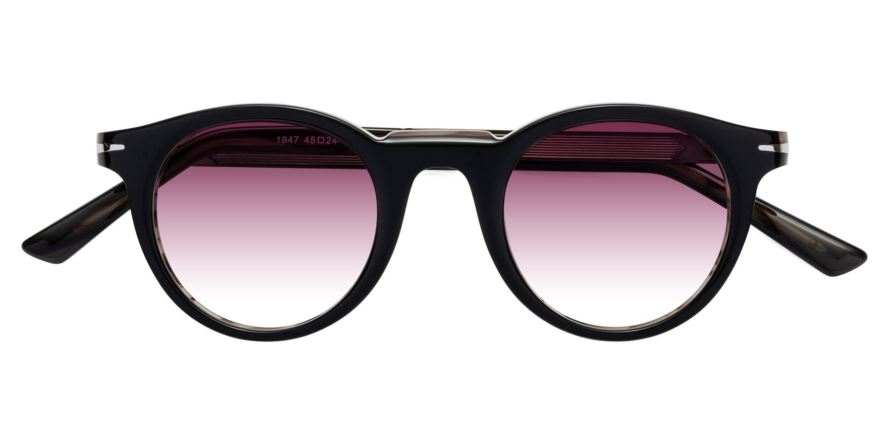 Folded Front of Cycle in Black-Gray Moonstone with Wine Gradient Lenses