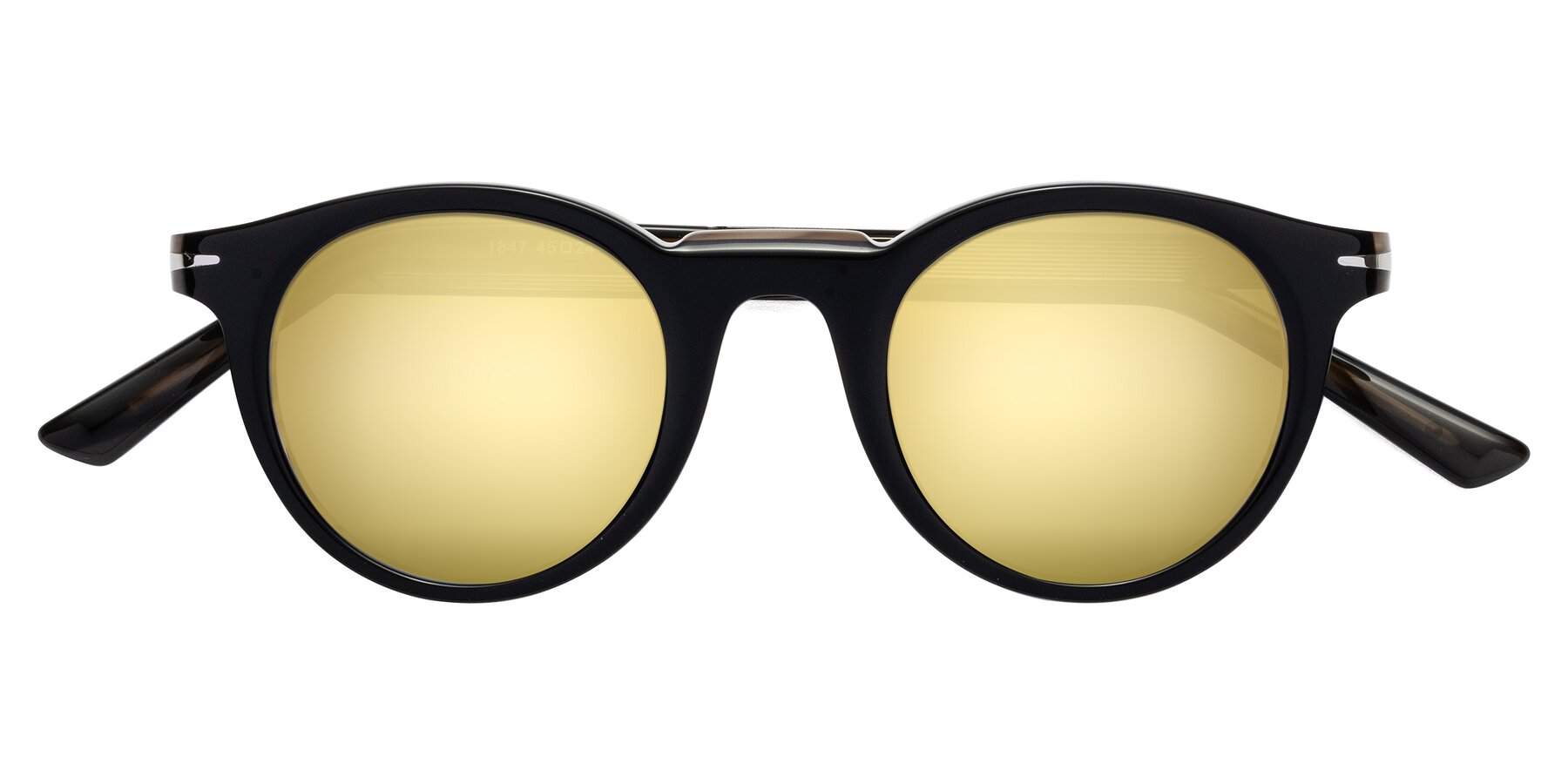Folded Front of Cycle in Black-Gray Moonstone with Gold Mirrored Lenses