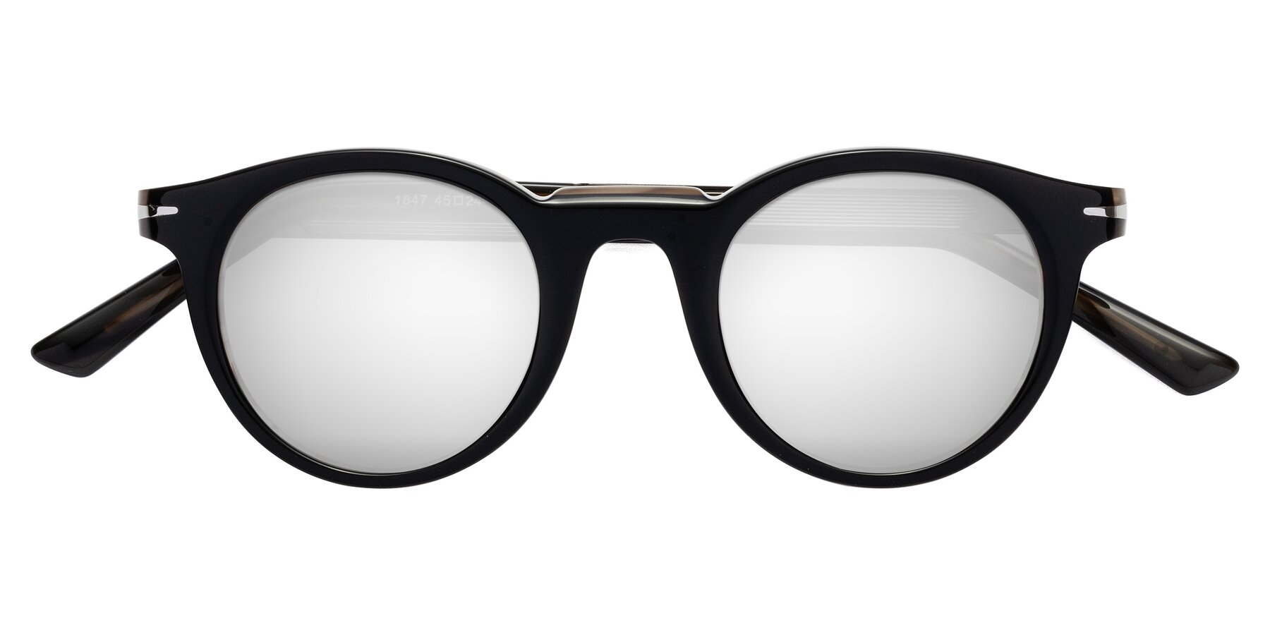 Folded Front of Cycle in Black-Gray Moonstone with Silver Mirrored Lenses