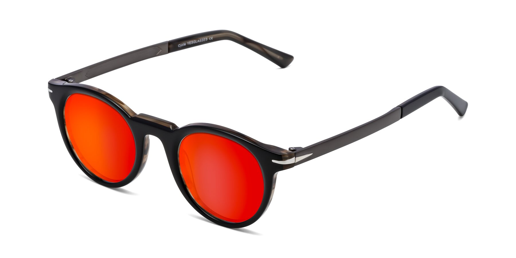 Angle of Cycle in Black-Gray Moonstone with Red Gold Mirrored Lenses