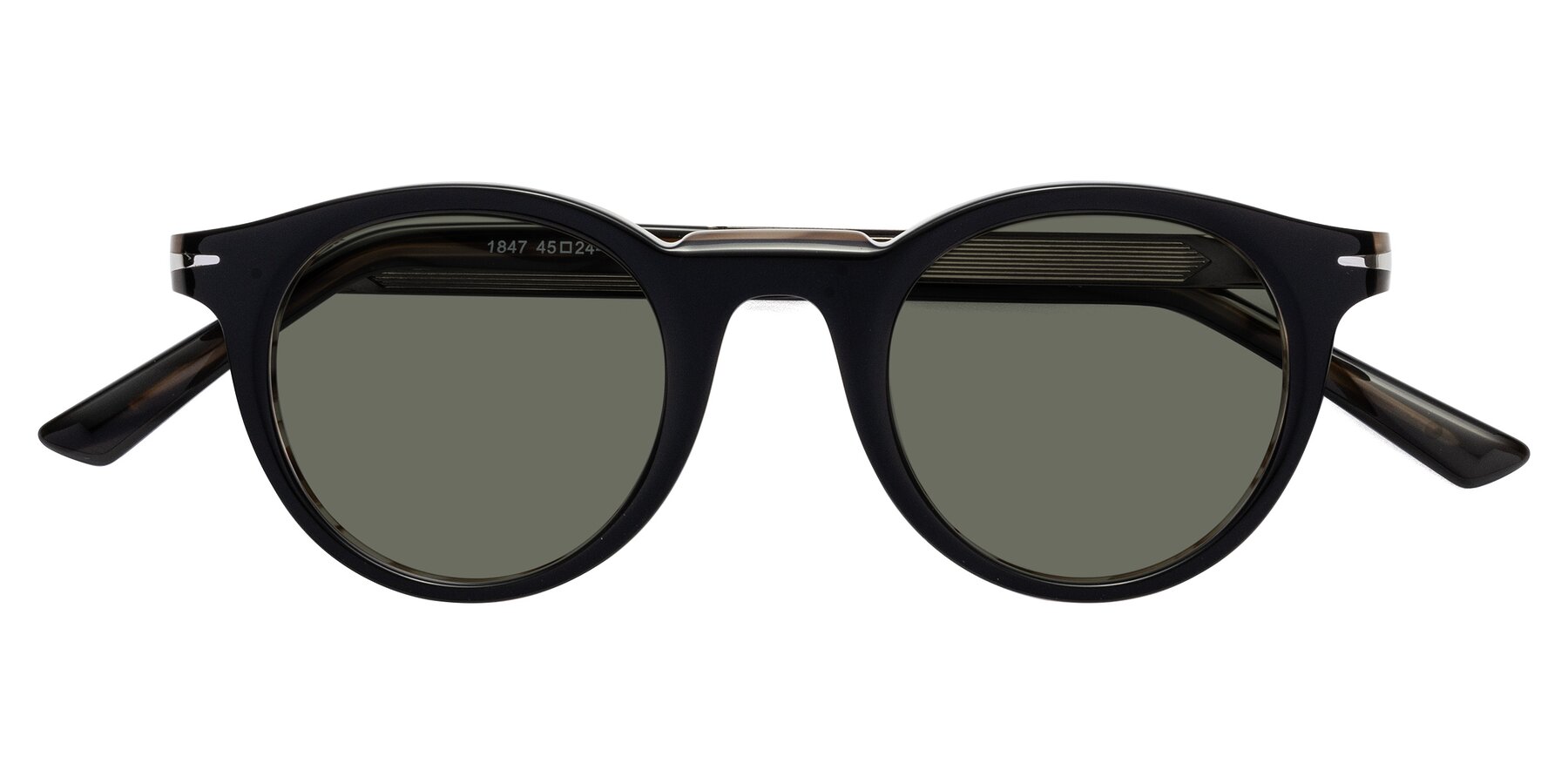 Folded Front of Cycle in Black-Gray Moonstone with Gray Polarized Lenses