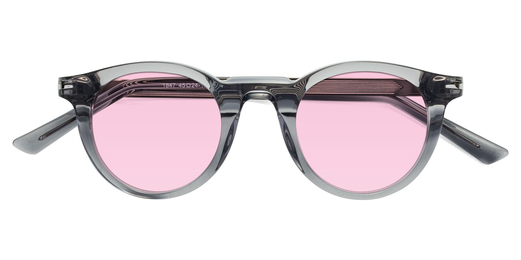 Folded Front of Cycle in Transparent Gray with Light Pink Tinted Lenses