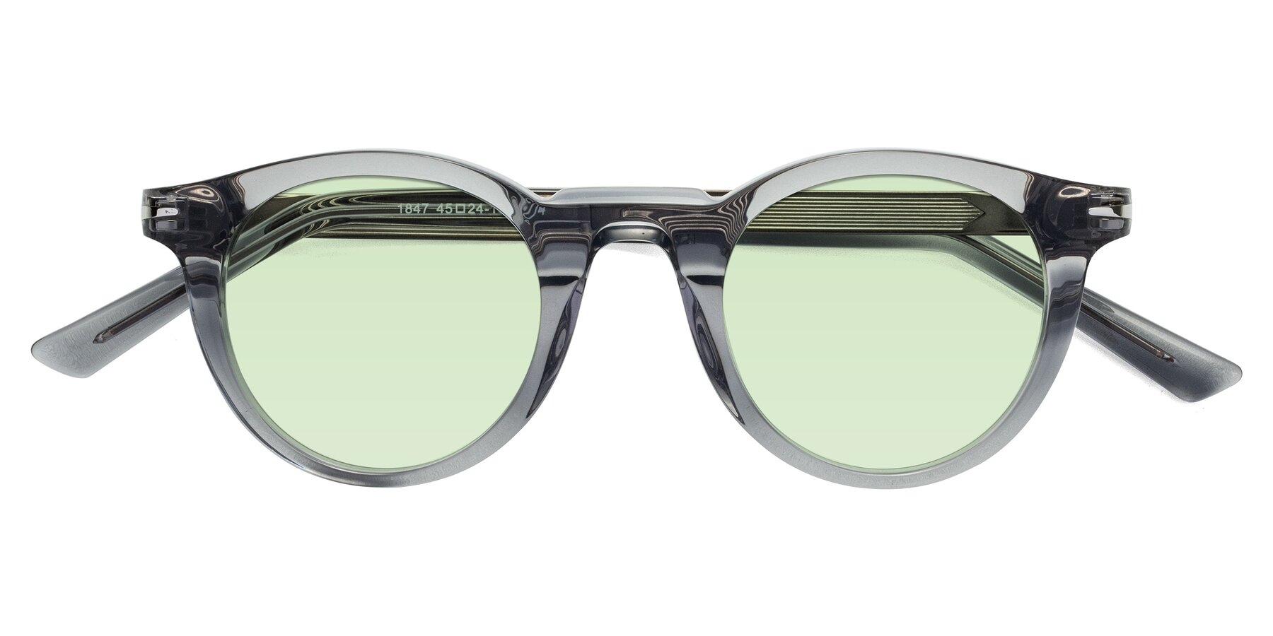 Folded Front of Cycle in Transparent Gray with Light Green Tinted Lenses