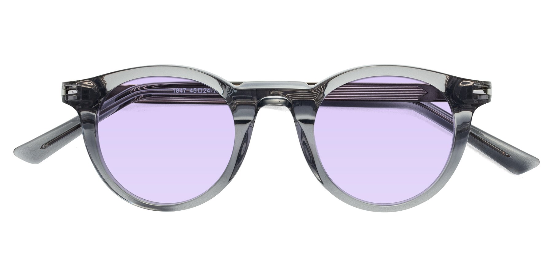 Folded Front of Cycle in Transparent Gray with Light Purple Tinted Lenses