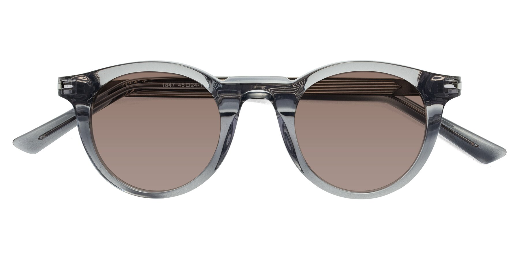 Folded Front of Cycle in Transparent Gray with Medium Brown Tinted Lenses