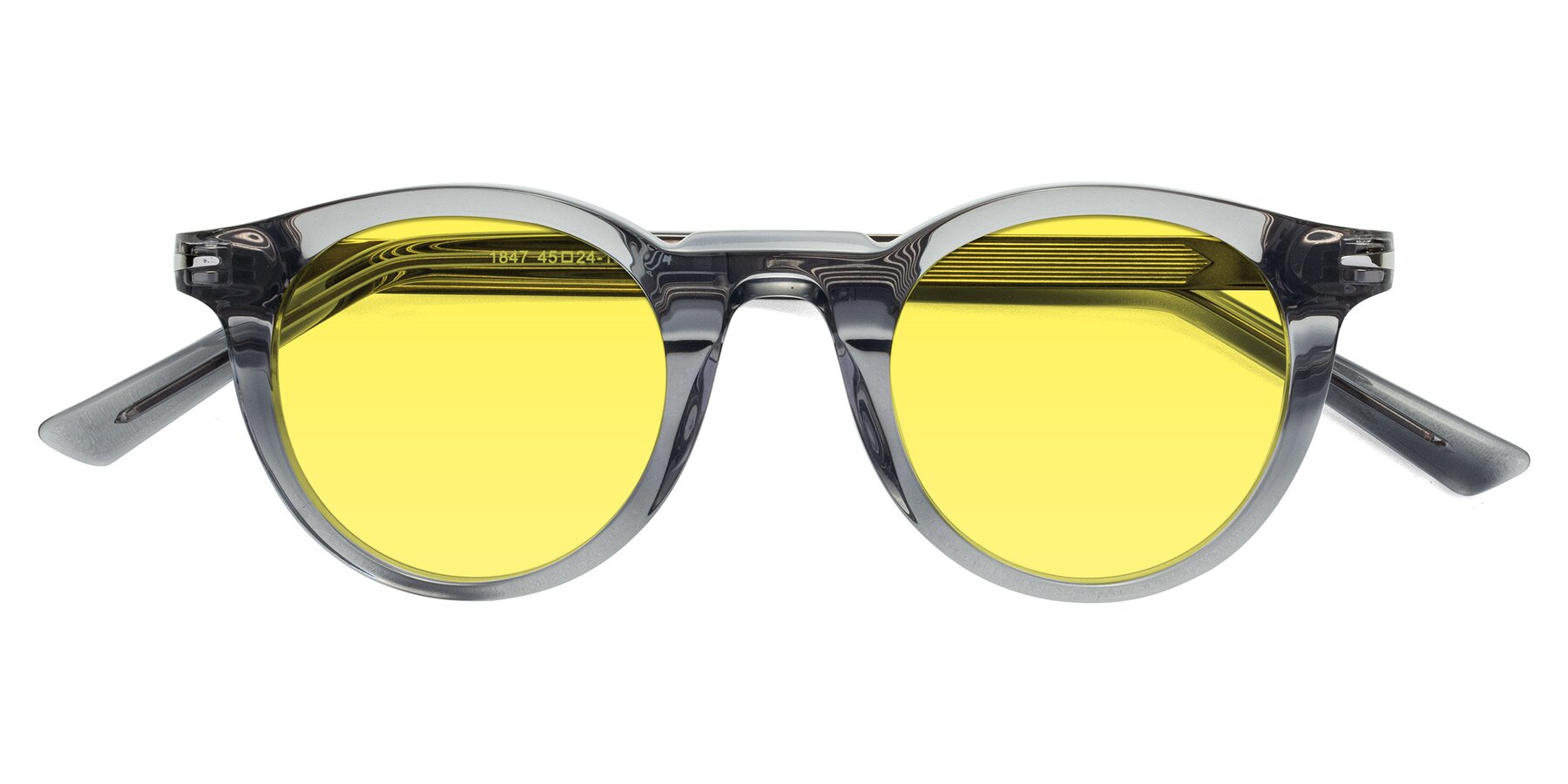 Folded Front of Cycle in Transparent Gray with Medium Yellow Tinted Lenses