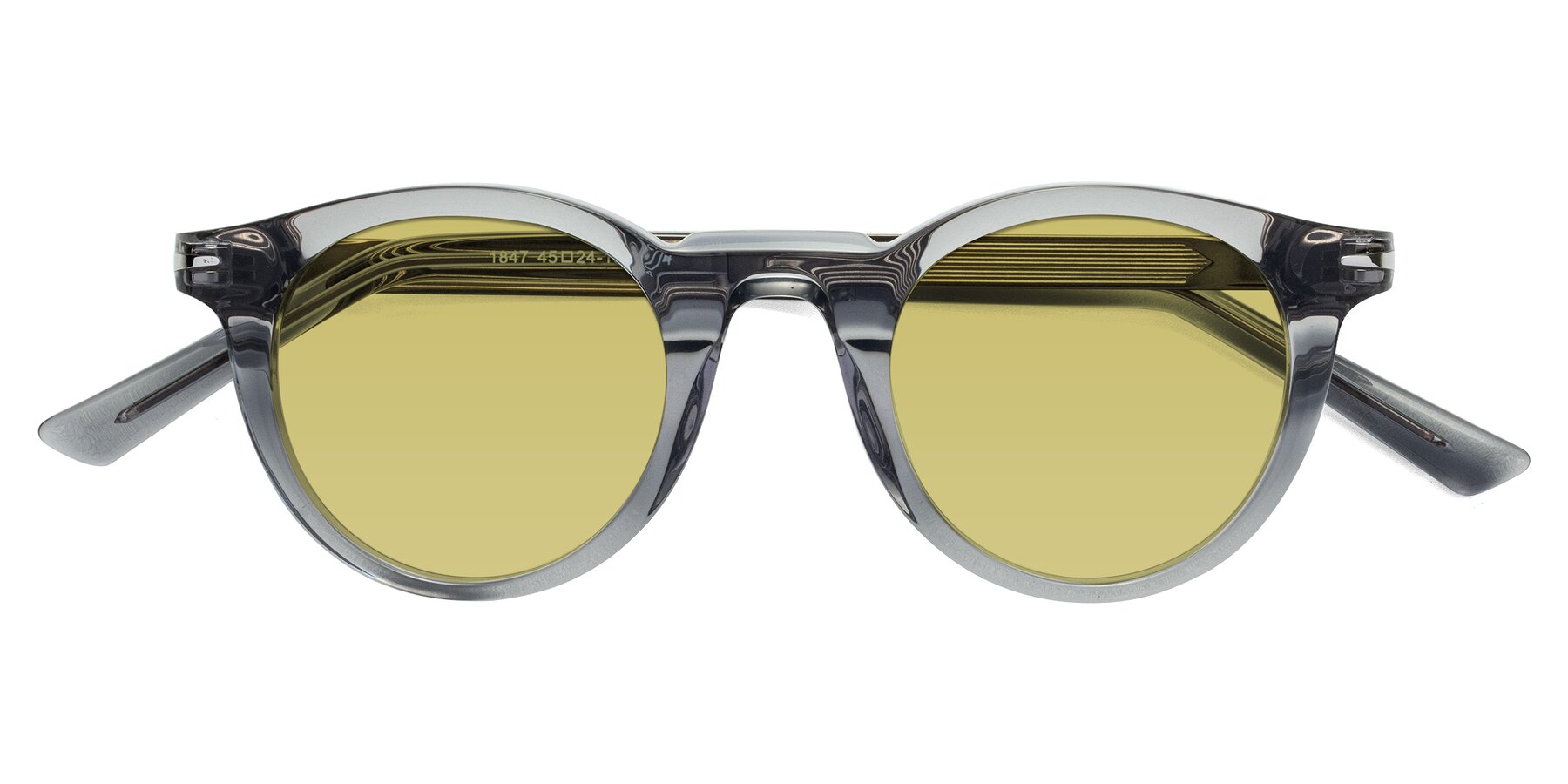 Folded Front of Cycle in Transparent Gray with Medium Champagne Tinted Lenses