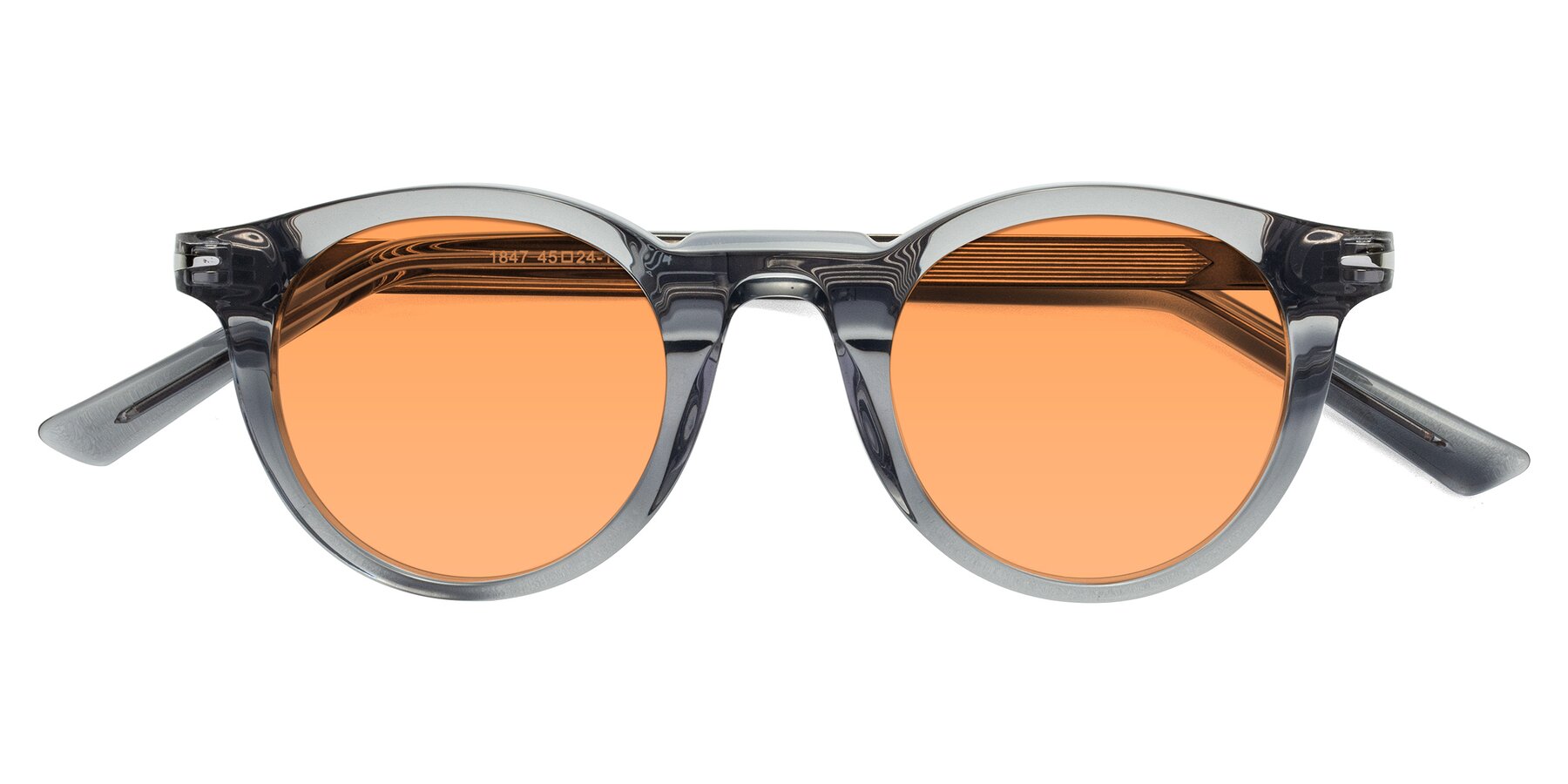 Folded Front of Cycle in Transparent Gray with Medium Orange Tinted Lenses